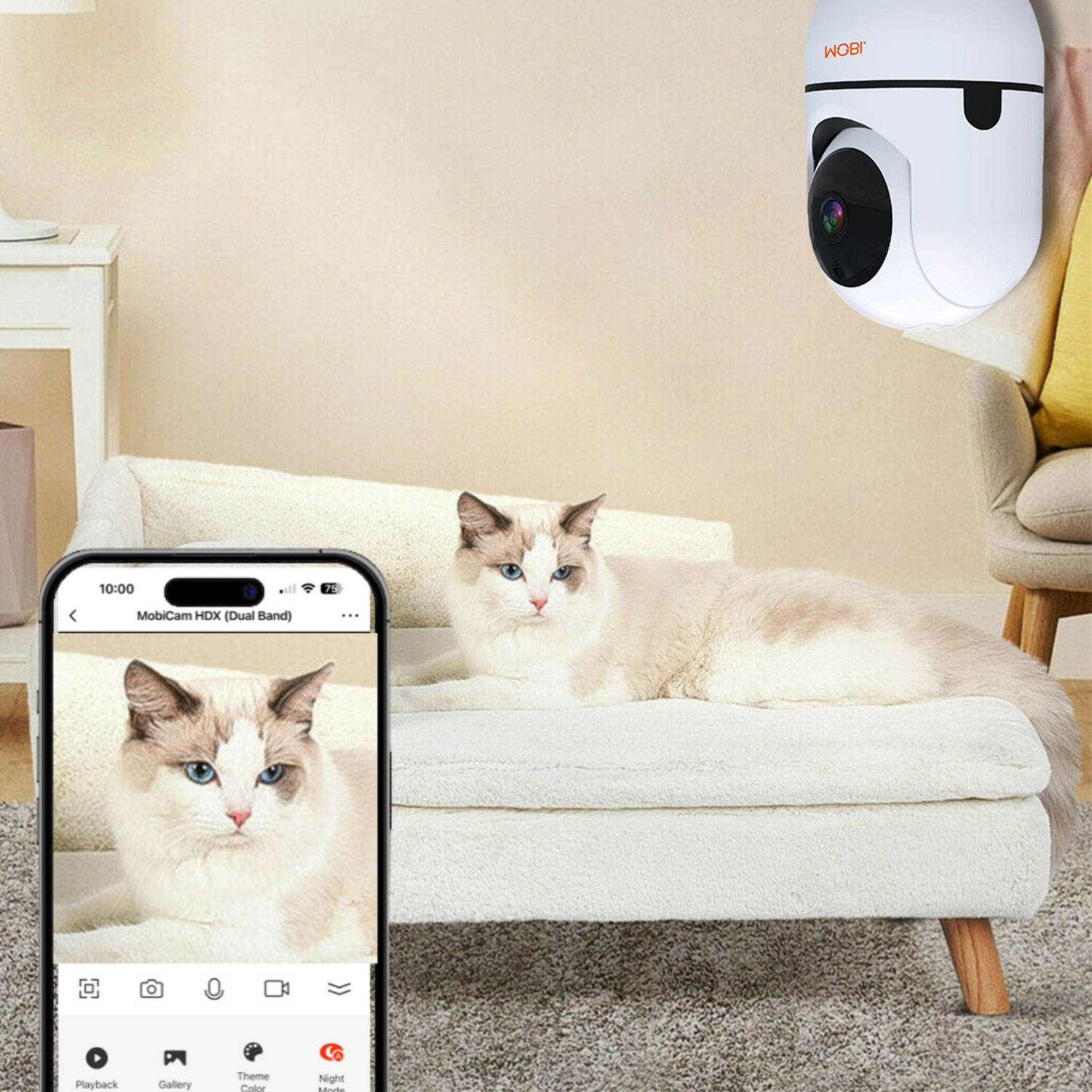 Mobi MobiCam HDX Wi-Fi Baby Monitor with Pan/Tilt/Zoom & Motion Detection