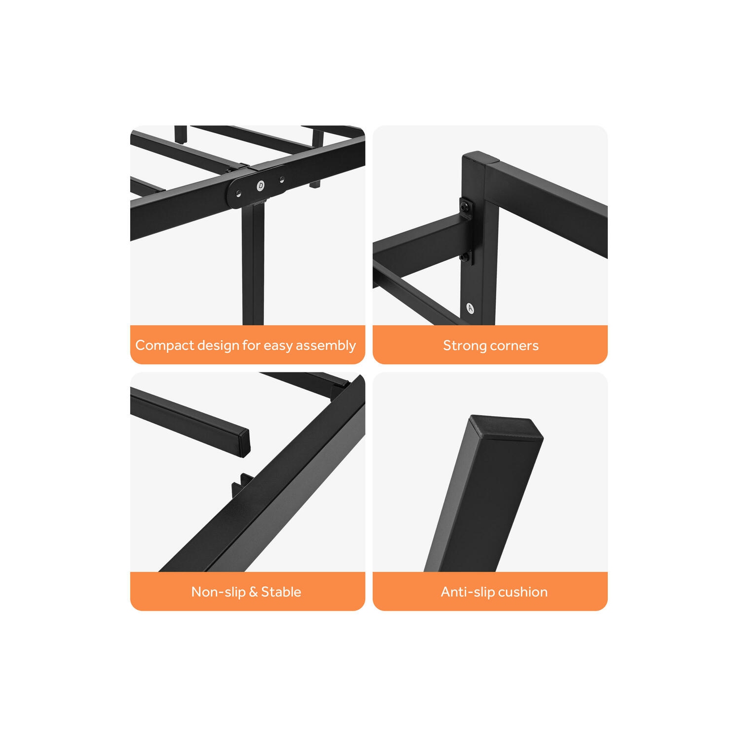 Cadres de lit simple en métal, base de matelas haute capacité de 14 po pour lit plateforme avec capacité de charge élevée de 440Lbs lb et soutien à