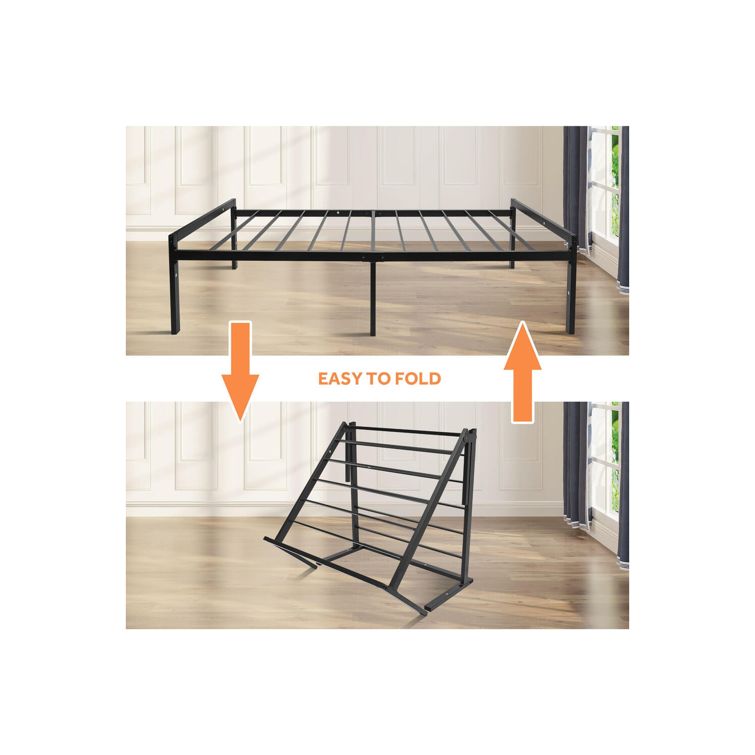 Cadres de lit simple en métal, base de matelas haute capacité de 14 po pour lit plateforme avec capacité de charge élevée de 440Lbs lb et soutien à