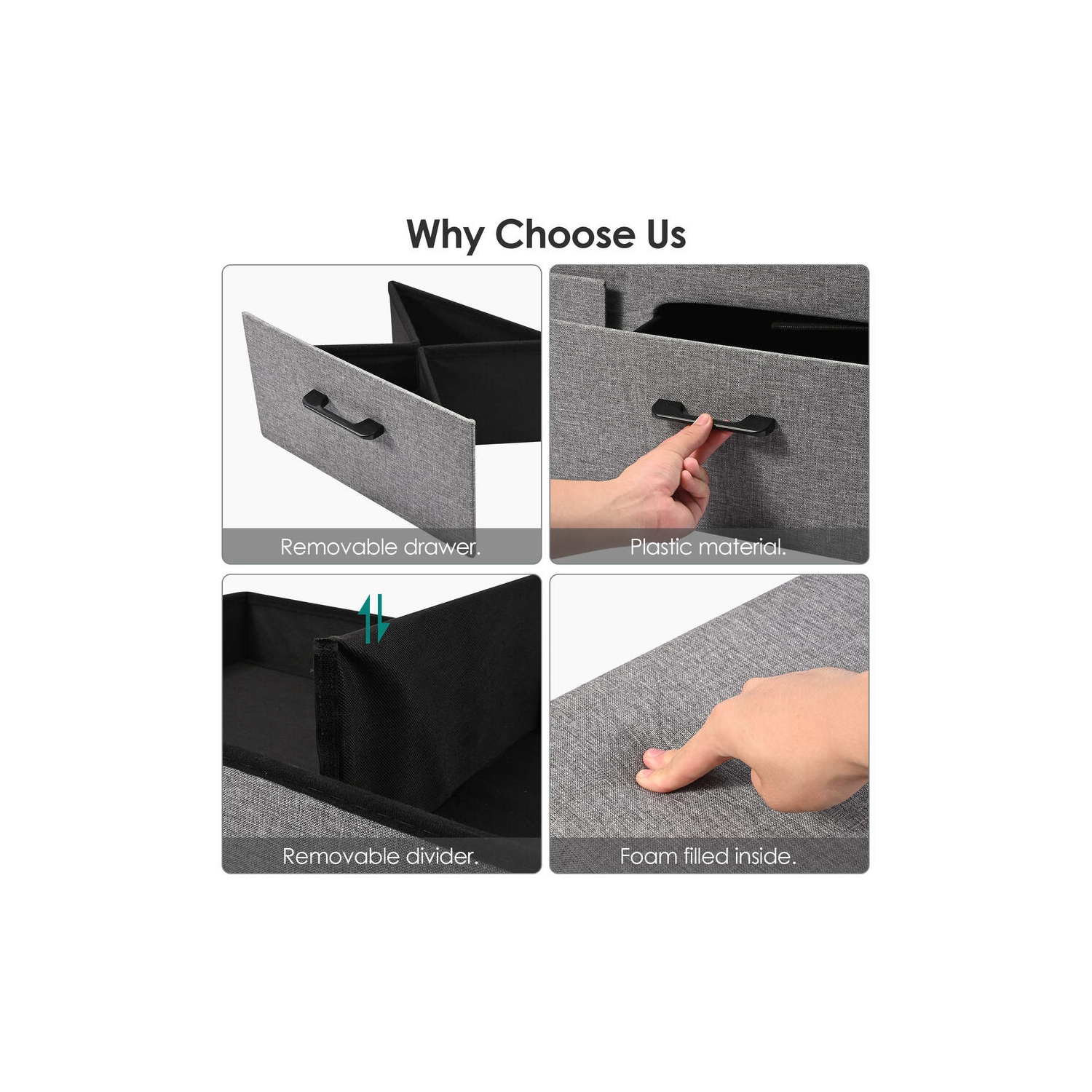 31 Inches Storage Ottoman With Two Drawer, Poly Linen Folding Ottomans Storage Chest Foot Rest Stool and Padded Seat Footrest