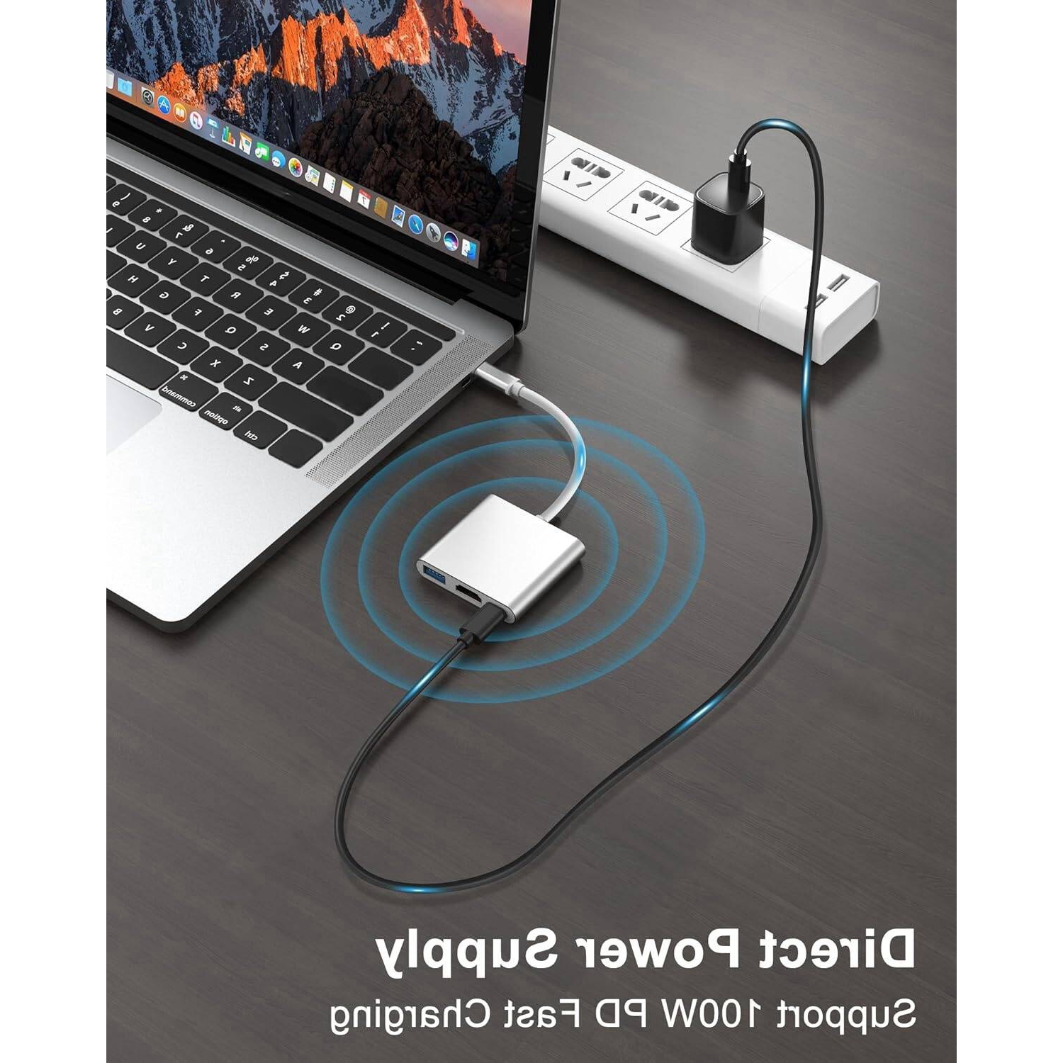 USB C Hub, USB C to HDMI Multiport Adapter and USB 3.0 PD Charging Port, Thunderbolt 3/4 to HDMI, Type-C Digital AV Multiport Adapter forMonitor,