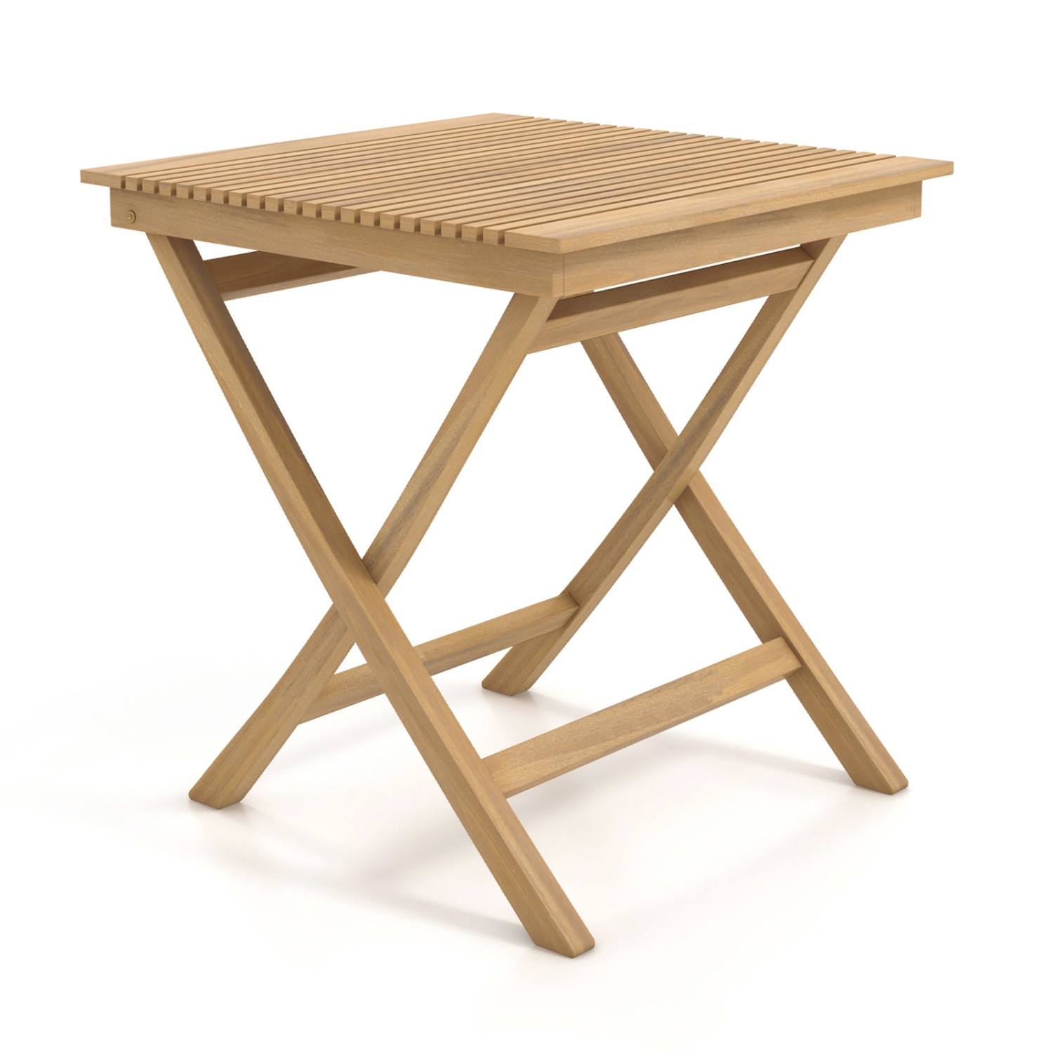 Gymax 27.5'' Bistro Table w/ Slatted Tabletop Sturdy Wood Frame & Thickened Top Patio