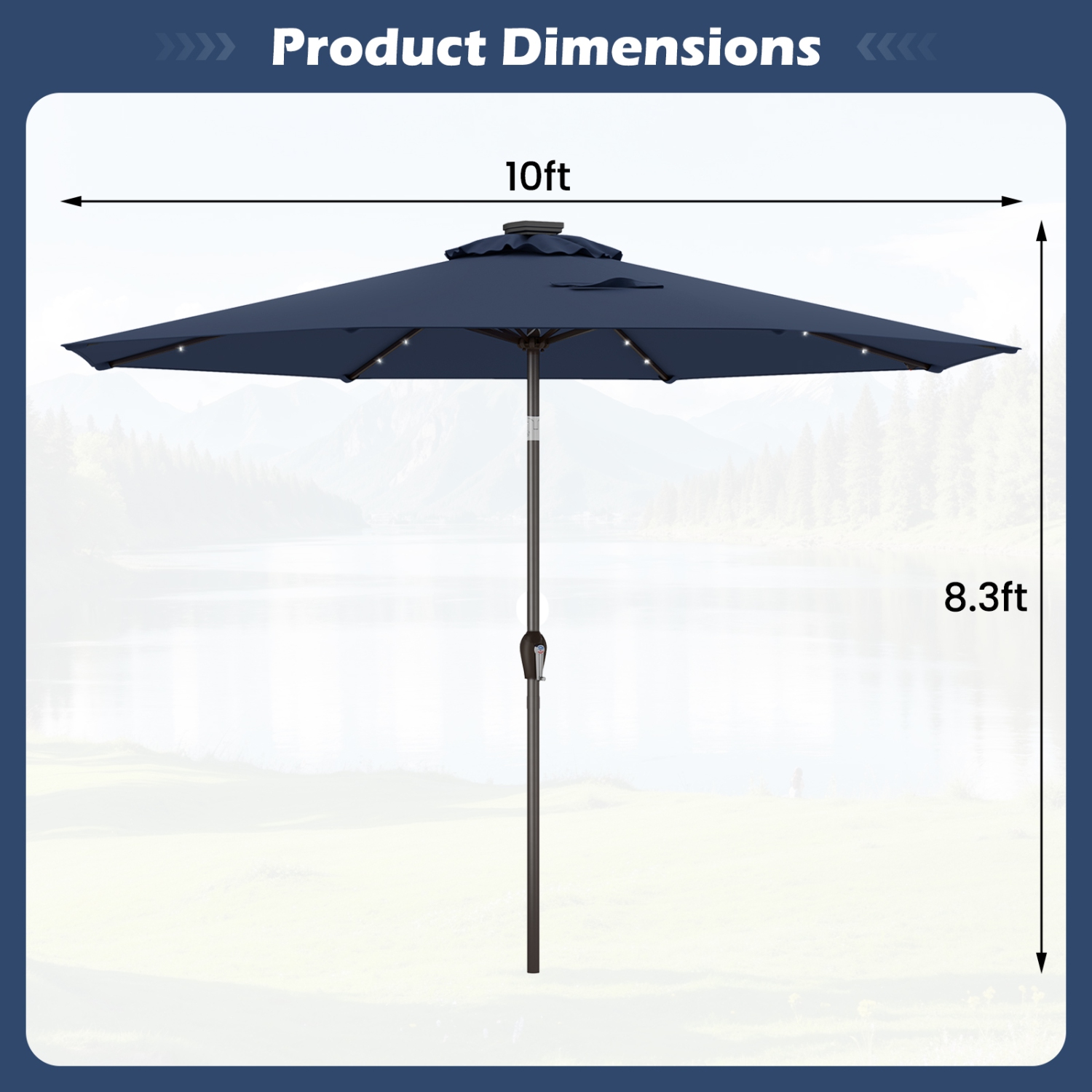 Gymax 10FT Solar Umbrella LED Patio Market Steel Tilt w/Crank Outdoor Orange New Patio