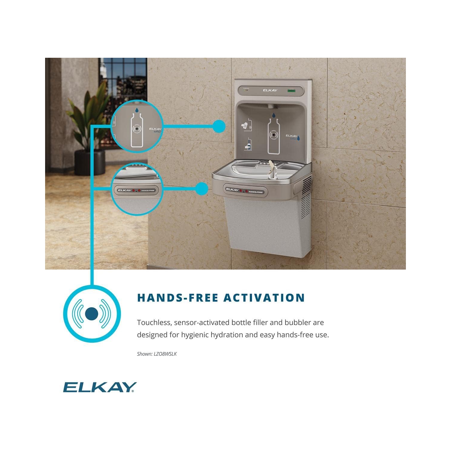Elkay LZO8WSLK EZH2O Bottle Filling Station and Cooler, Light Gray Granite
