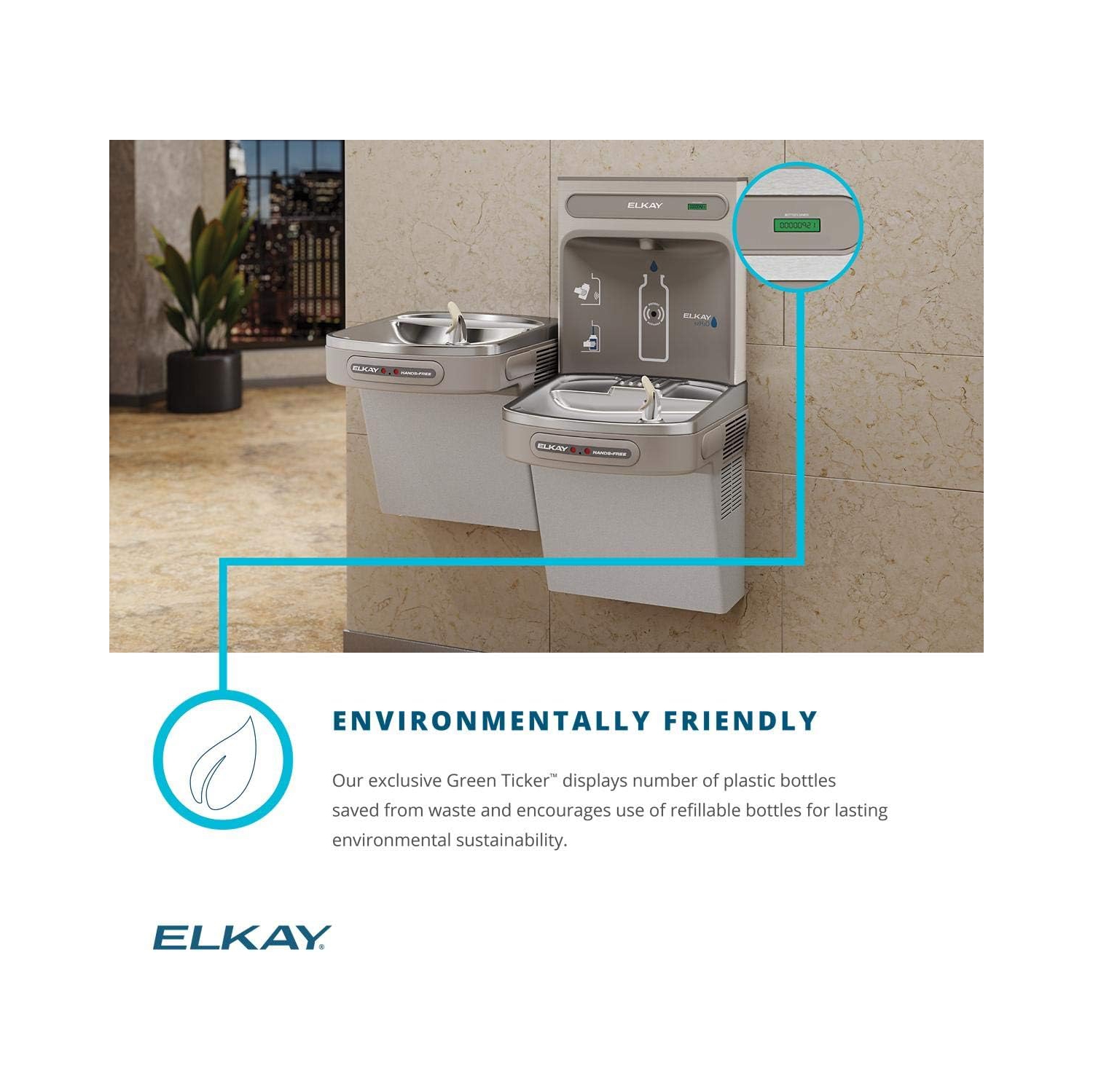 Elkay LZO8WSLK EZH2O Bottle Filling Station and Cooler, Light Gray Granite