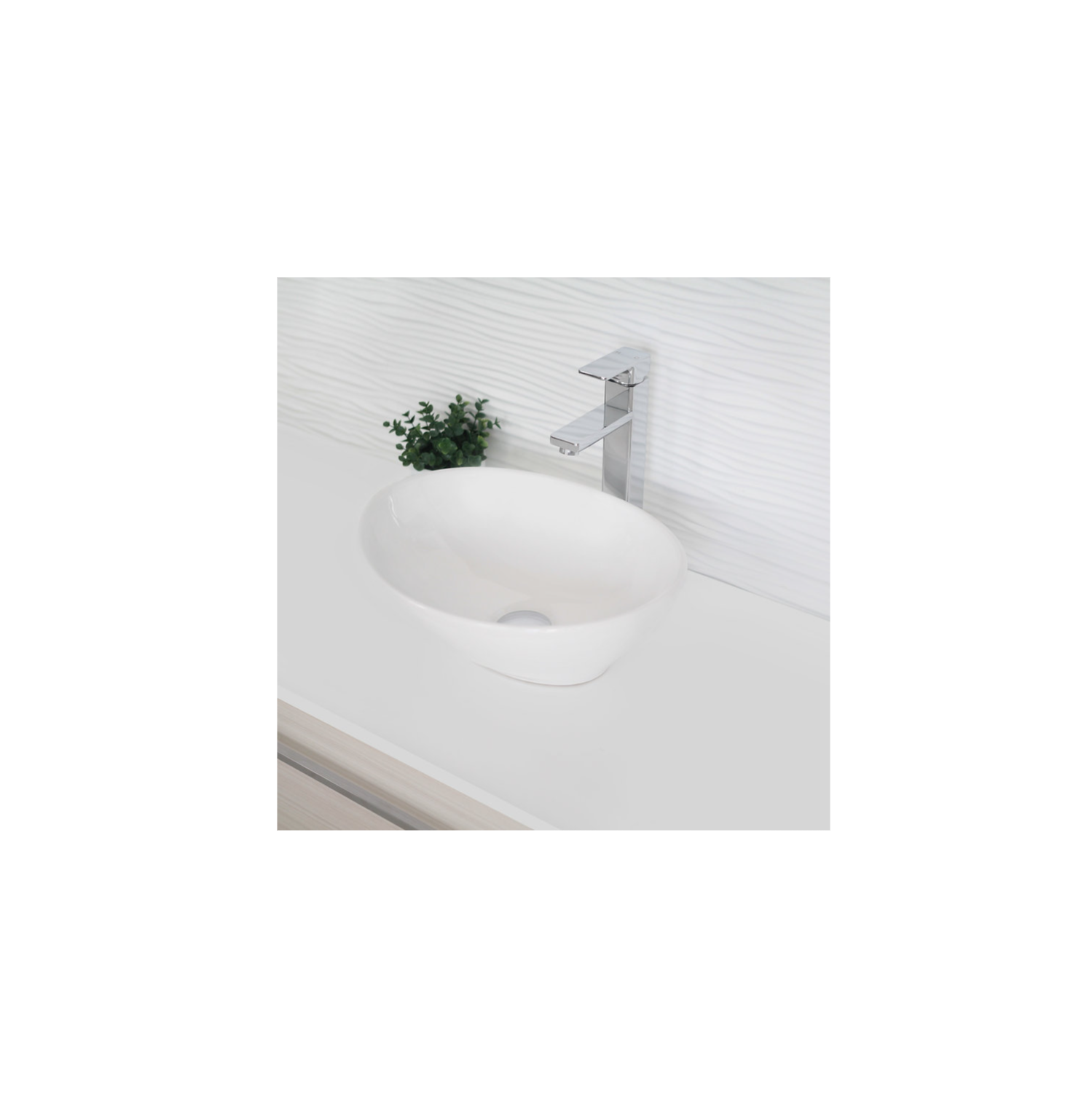 Openbox- STYLISH 15-3/4"L White Oval Vessel Sink