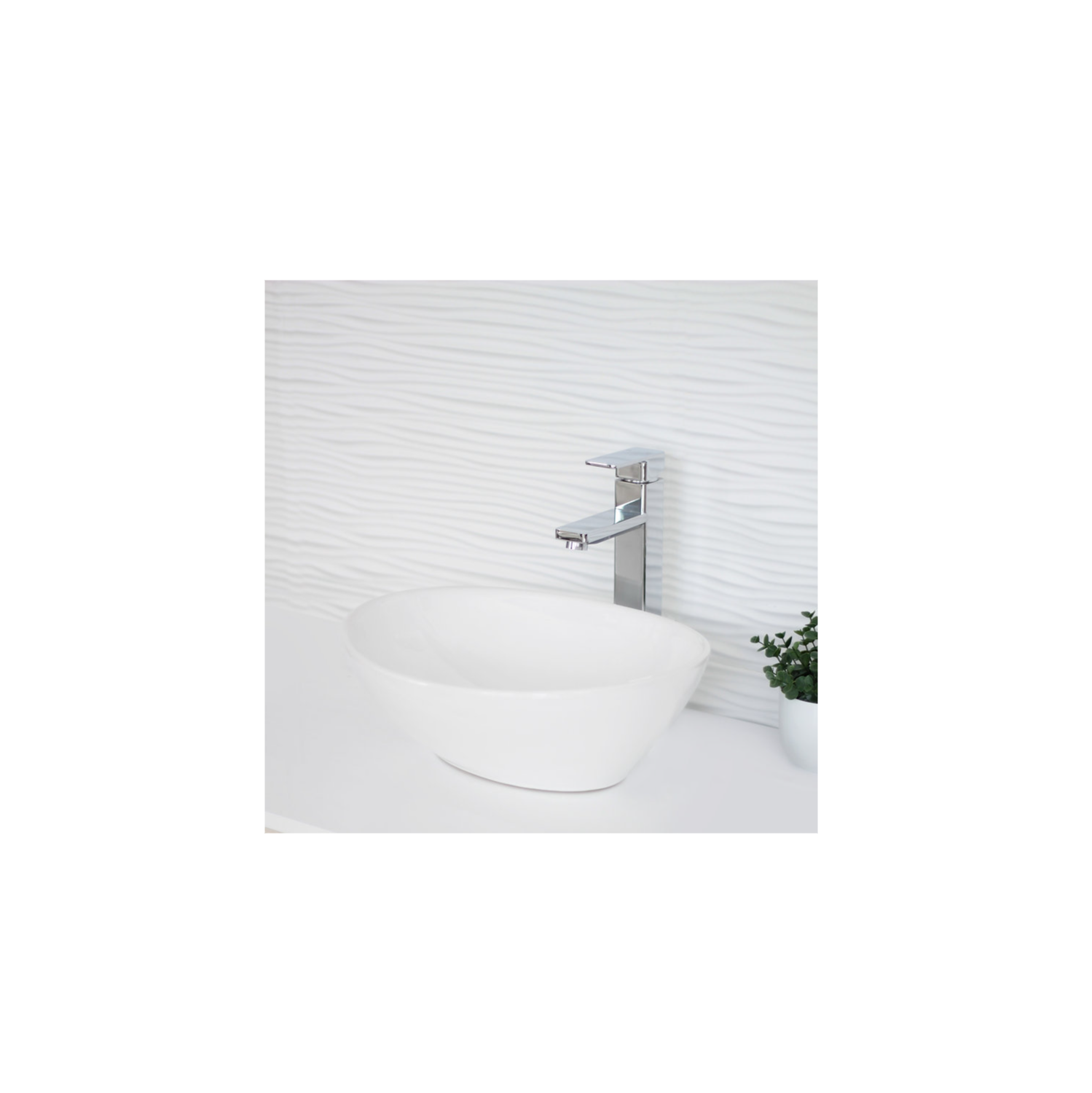 Openbox- STYLISH 15-3/4"L White Oval Vessel Sink