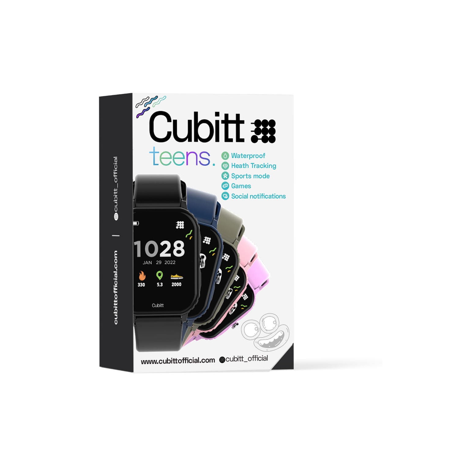 Cubitt Teens Smart Watch Fitness Tracker for Teens, with Blood Pressure, Blood Oxygen, Heart Rate, Sleep Monitor, 20+ games, Alarms, 1.69'' Screen,