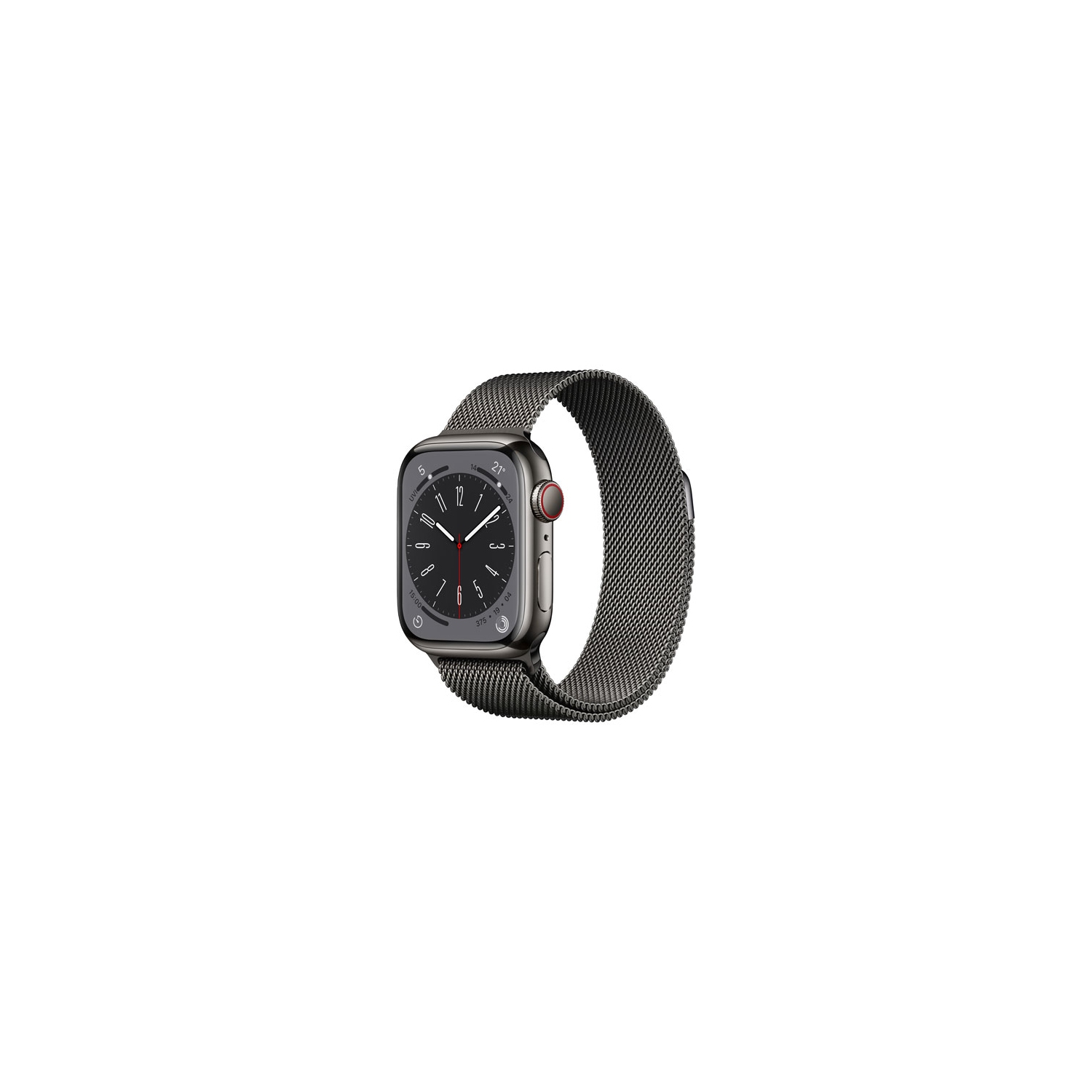 Remis à neuf - Apple Watch Series 8 (GPS + connectivité cellulaire) 41&nbsp;mm avec boîtier en acier inoxydable graphite et bracelet milanais