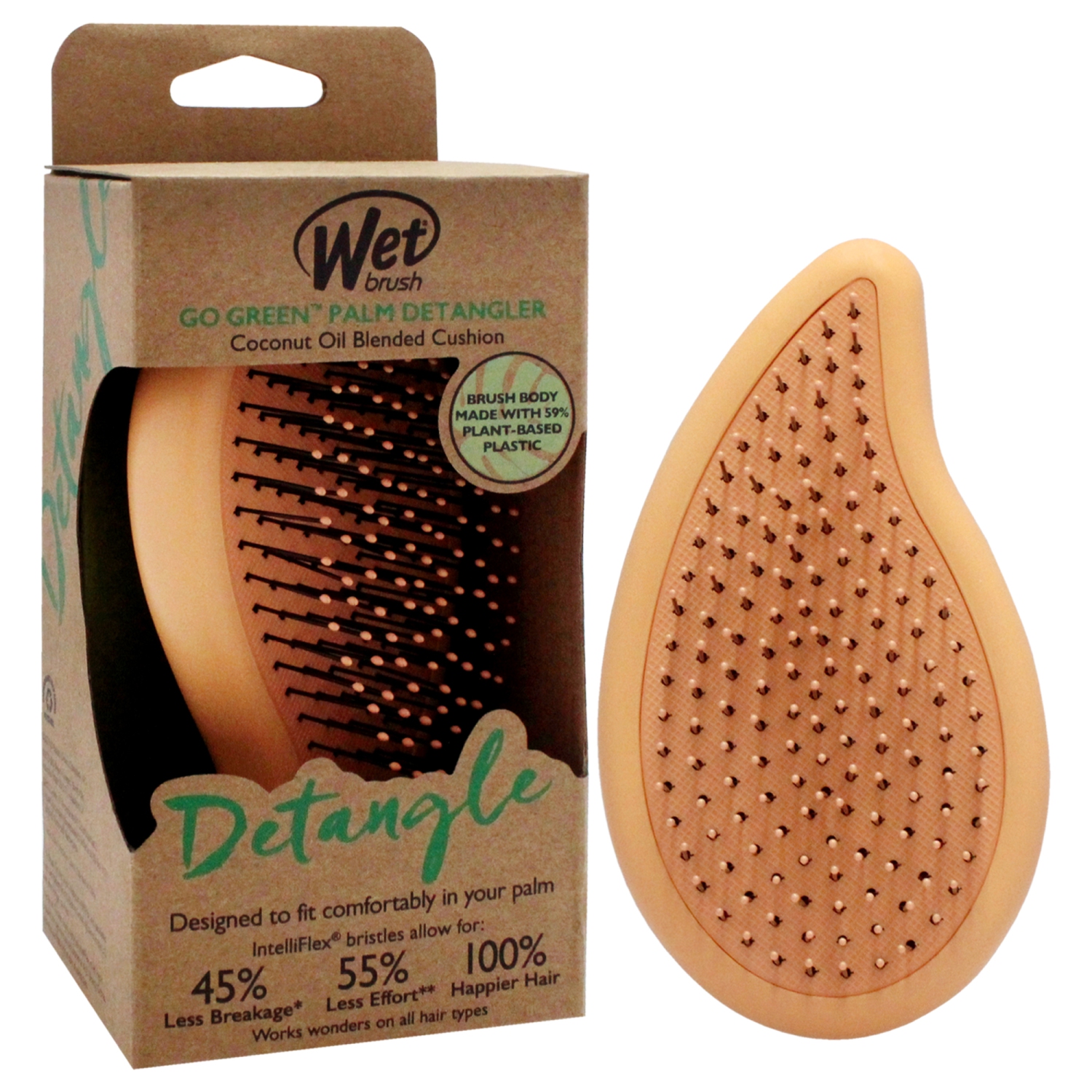 Go Green Palm Detangler - Orange by Wet Brush for Unisex - 1 Pc Brush