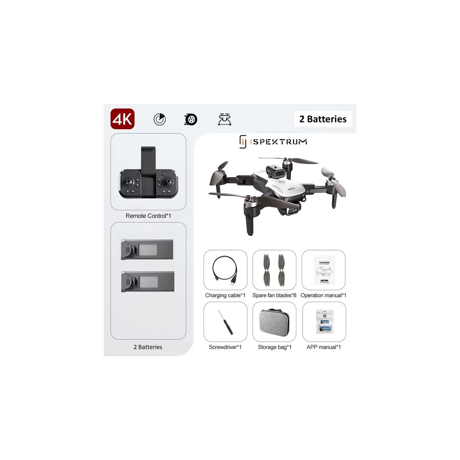 ISPEKTRUM FlyBot iS2S Max Drone with Camera 4K Drones for adults 360 Obstacle Avoidance FPV RC Drone Under 250g with Gesture Control GPS Auto Return 2 Batteries