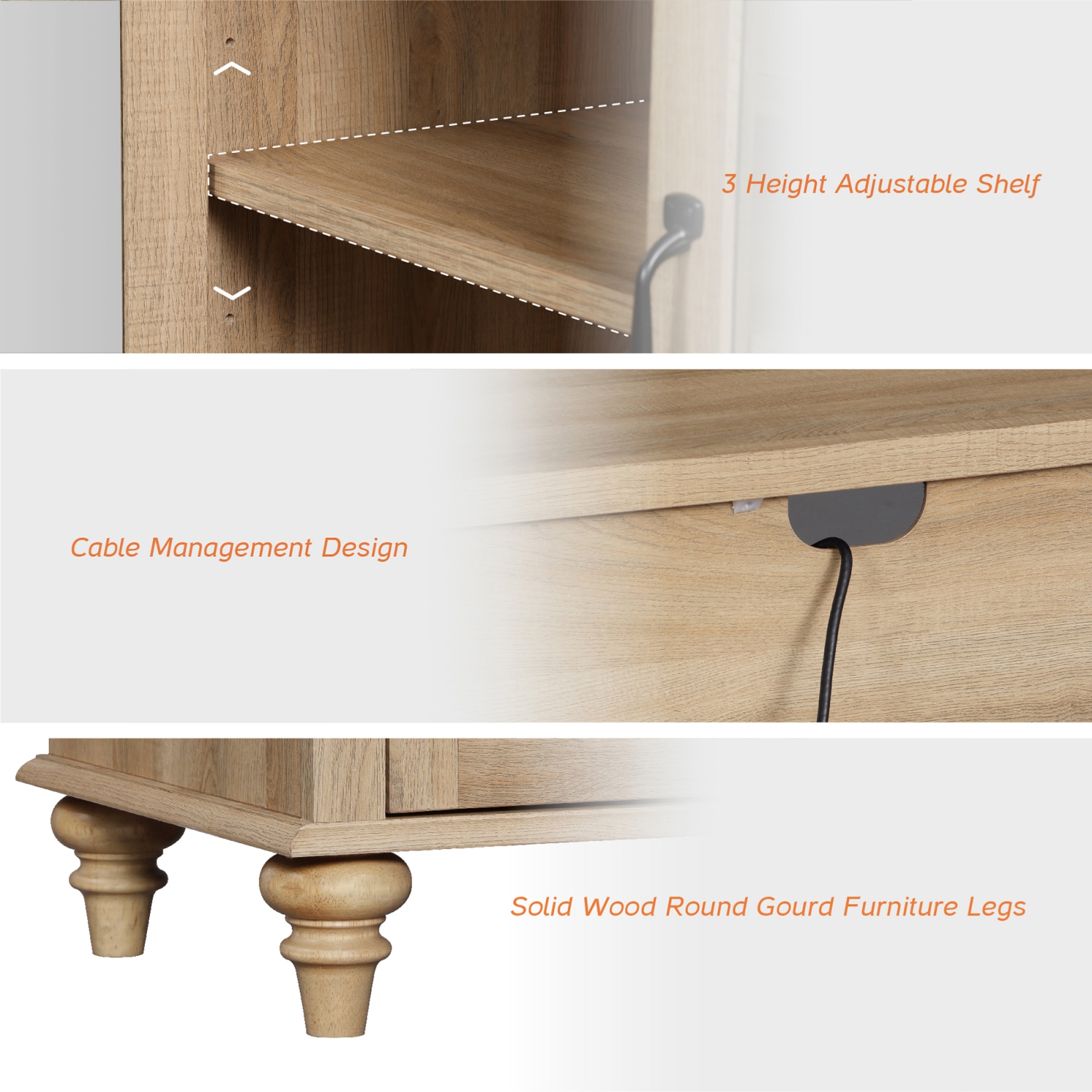 WAMAPT Sideboard Buffet Cabinet with Glass Door,Kitchen Storage Cabinets,Wood Coffee Bar Tables with Adjustable Shelf,Accent Sideboard Storage