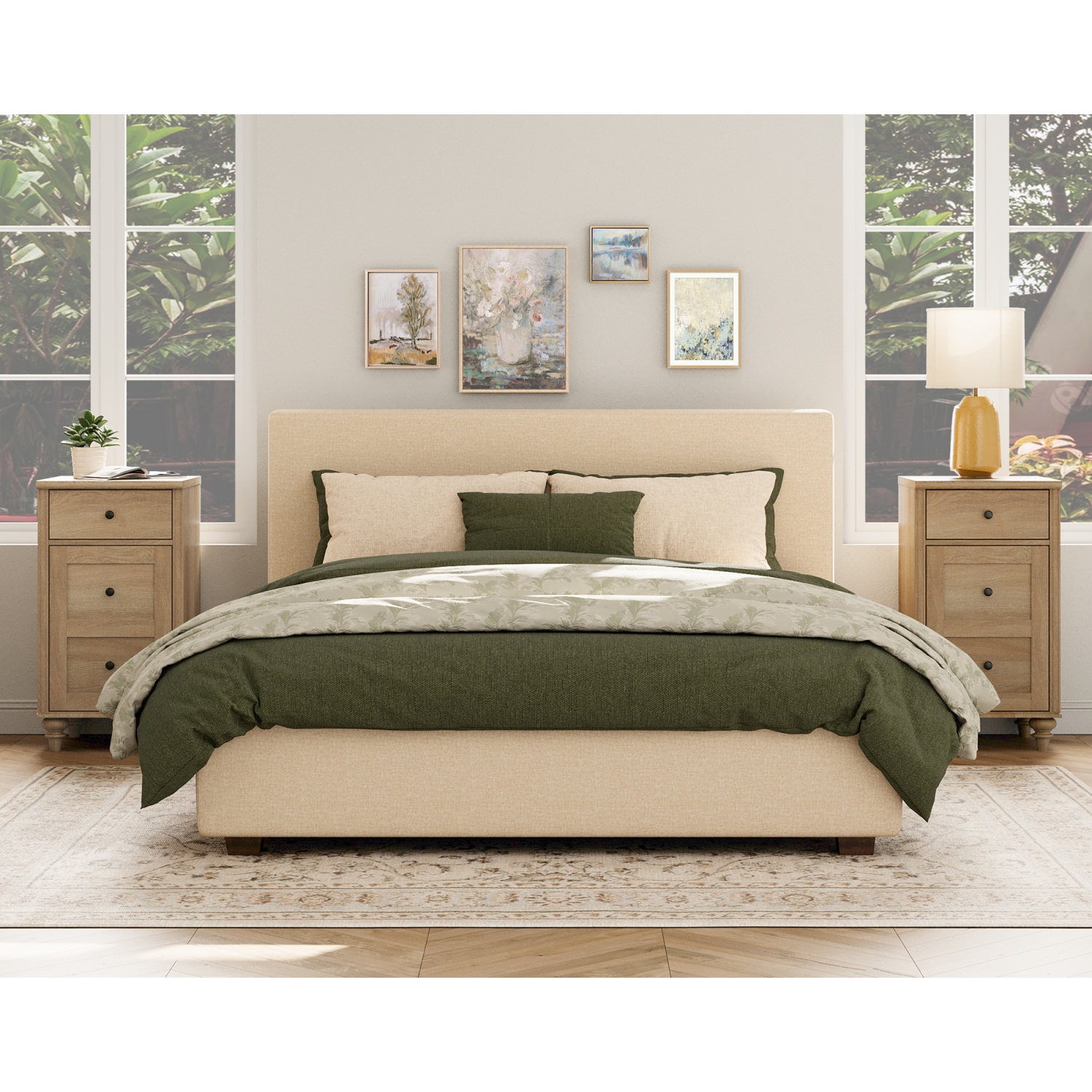 WAMPAT Nightstand with Charging Station,Set of 2 End Table with Power Outlets&USB Ports for Living Room,Modern Side Table with Drawer and Storage