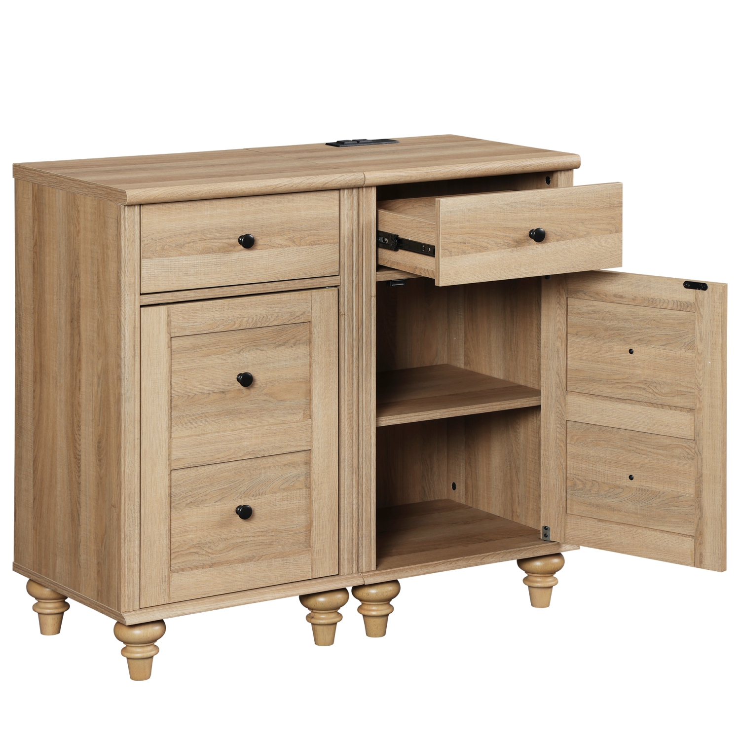 WAMPAT Nightstand with Charging Station,Set of 2 End Table with Power Outlets&USB Ports for Living Room,Modern Side Table with Drawer and Storage