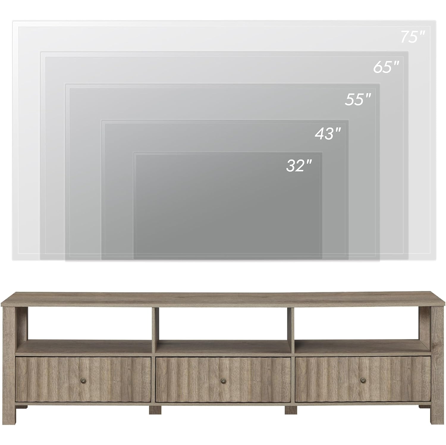 Meuble pour téléviseur WAMPAT pour téléviseur de 75 po ou moins, meuble de divertissement moderne brun pour console de téléviseur 80/70/65 po