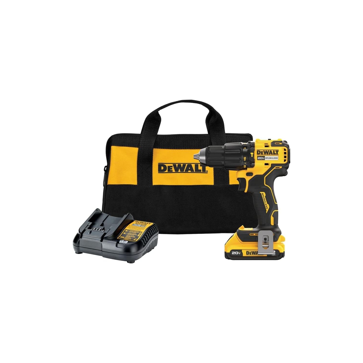 DEWALT 20V MAX Compact Hammer Drill/Driver Kit, Brushless 1/2 in. Ratcheting Chuck, LED (DCD798D1)