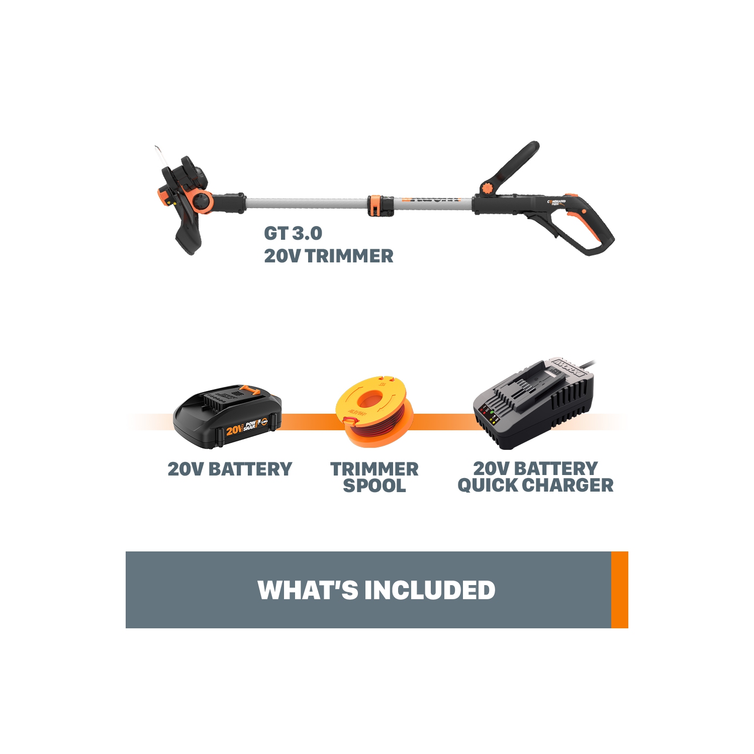 Worx WG163.8 20V Power Share GT 3.0 12" String Trimmer