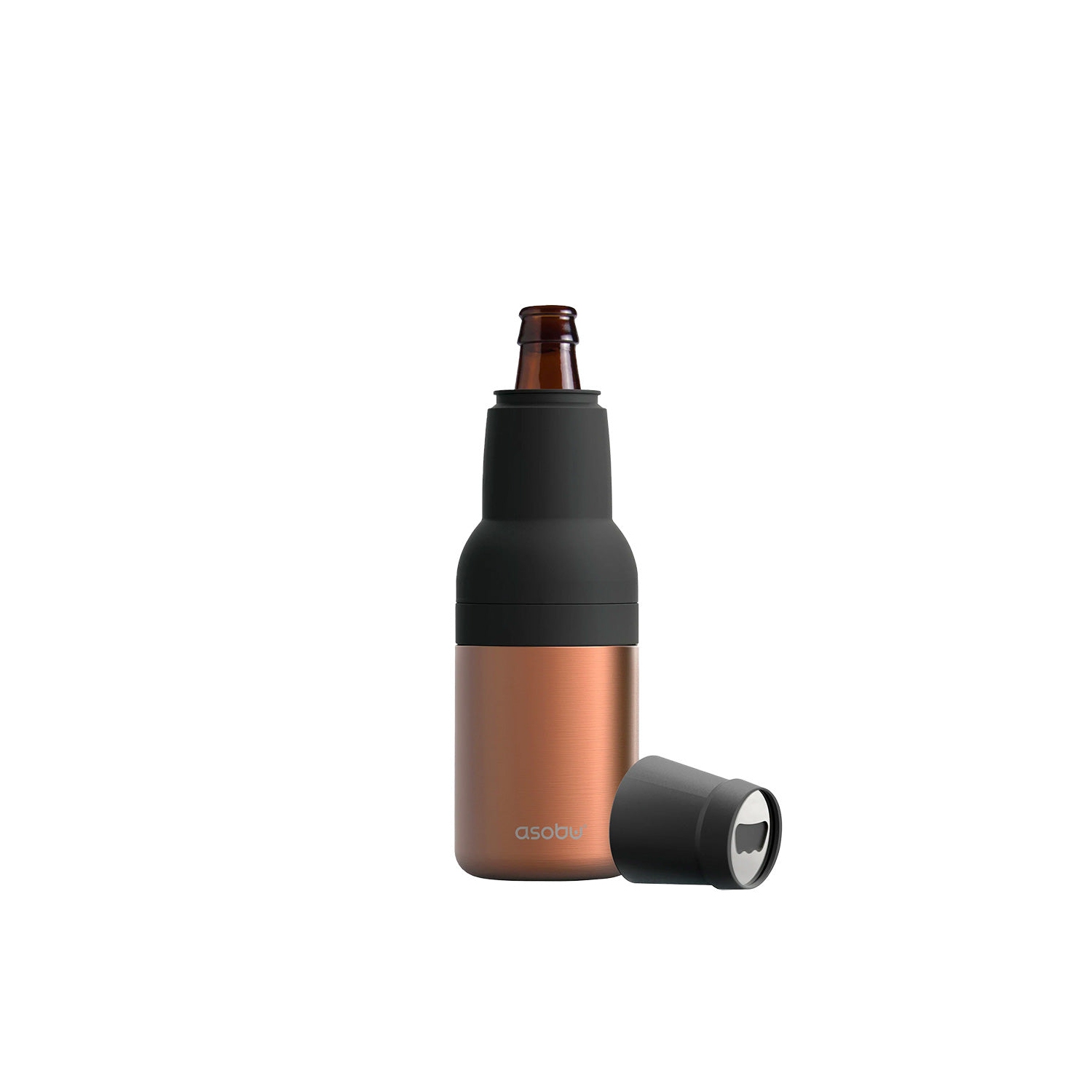 Refroidisseur de bouteilles et de canettes de bière sous vide en acier inoxydable à double paroi Frosty Beer 2 Go d'Asobu avec ouvre-bouteille