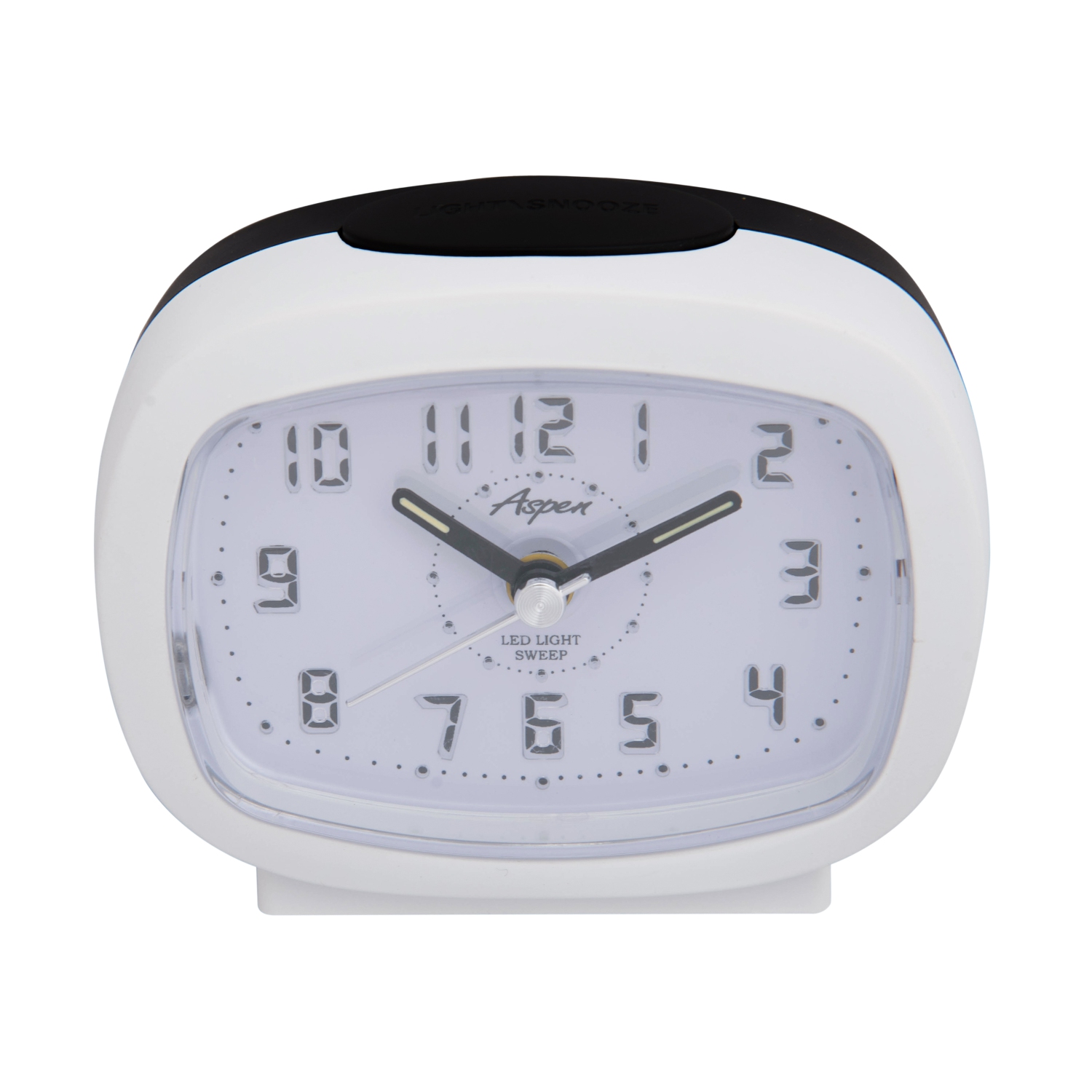 Battery Powered Oval Analog Bedside Alarm Clock with Snooze & Blue LED Backlight, Silent Sweep, Easy-to-Read Dial