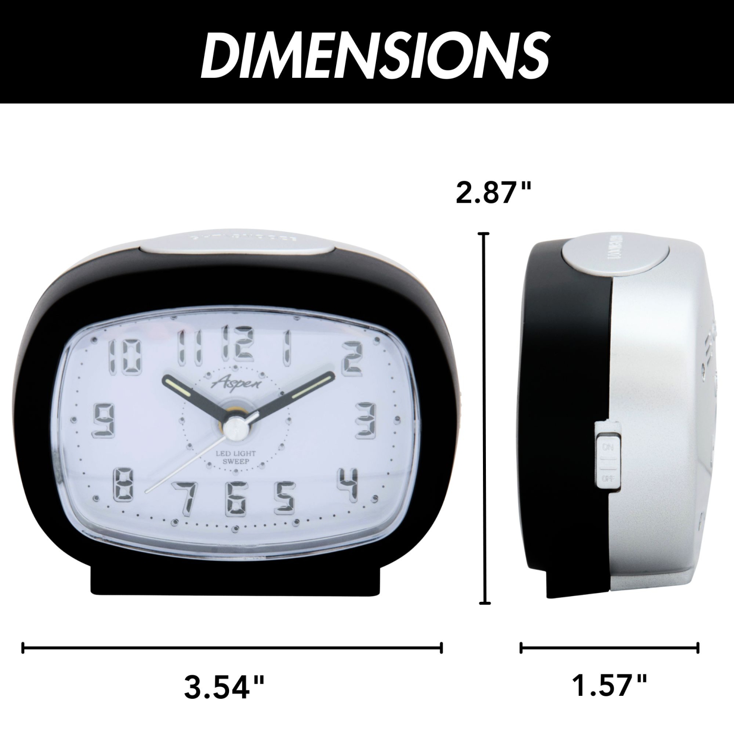 Réveille-matin analogique ovale à piles avec fonctions Snooze et rétroéclairage DEL bleu, balayage silencieux, cadran facile à lire