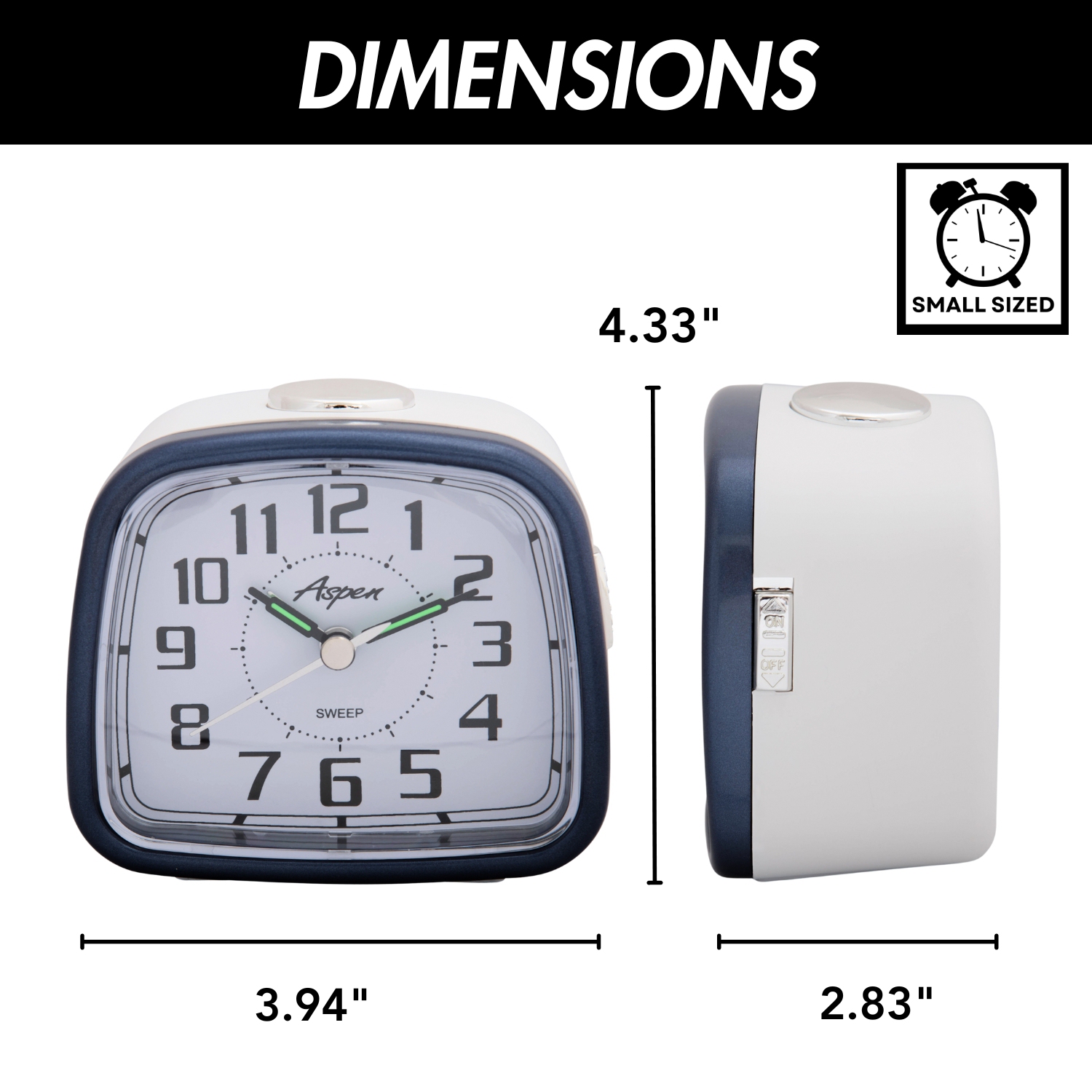 Petit réveille-matin analogique alimenté par piles avec fonctions Snooze et rétroéclairage doux, balayage silencieux, cadran facile à lire
