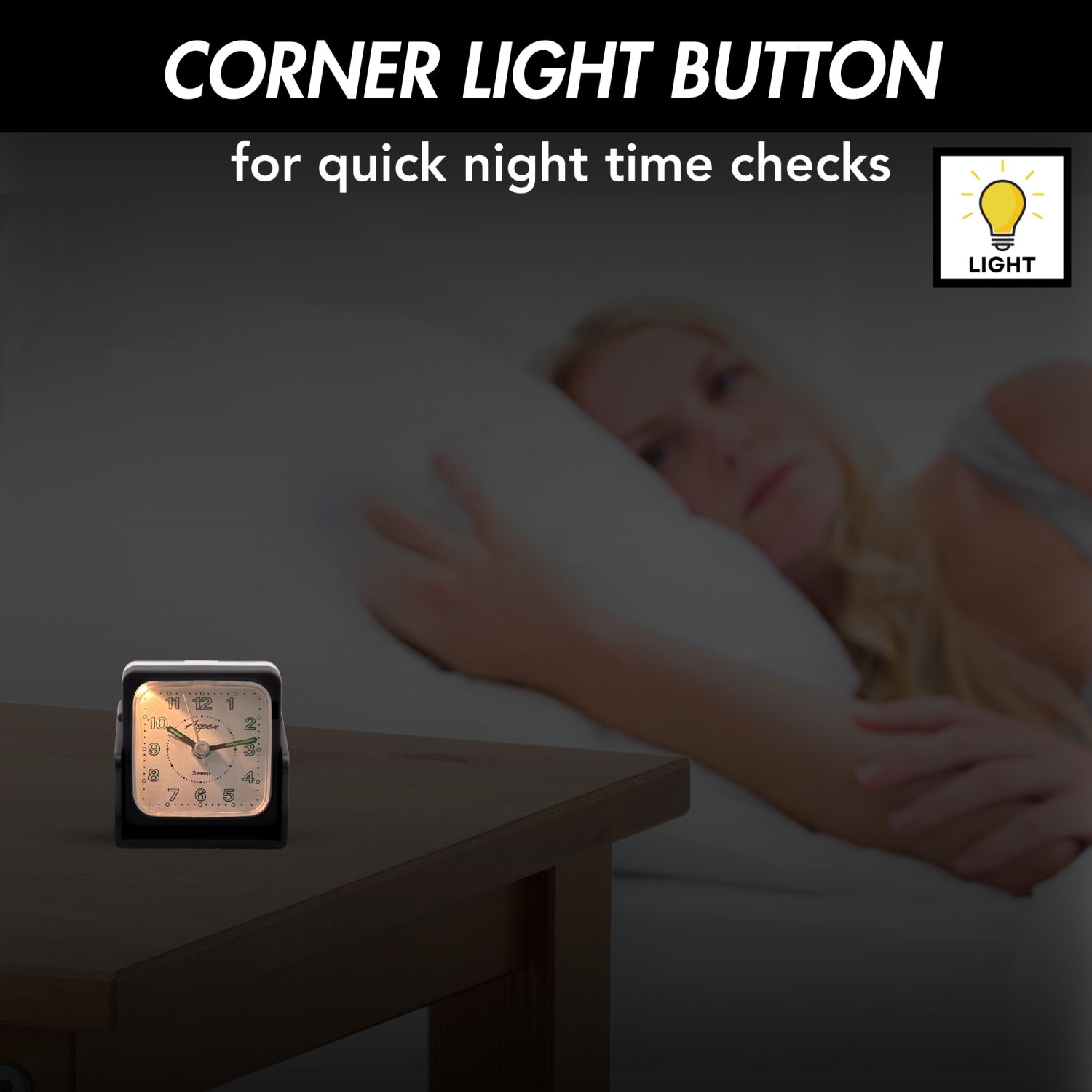 Mini Foldable Analog Travel Alarm Clock - Night Light & Glow-in-the-Dark Hands - Silent Sweep, Battery Powered