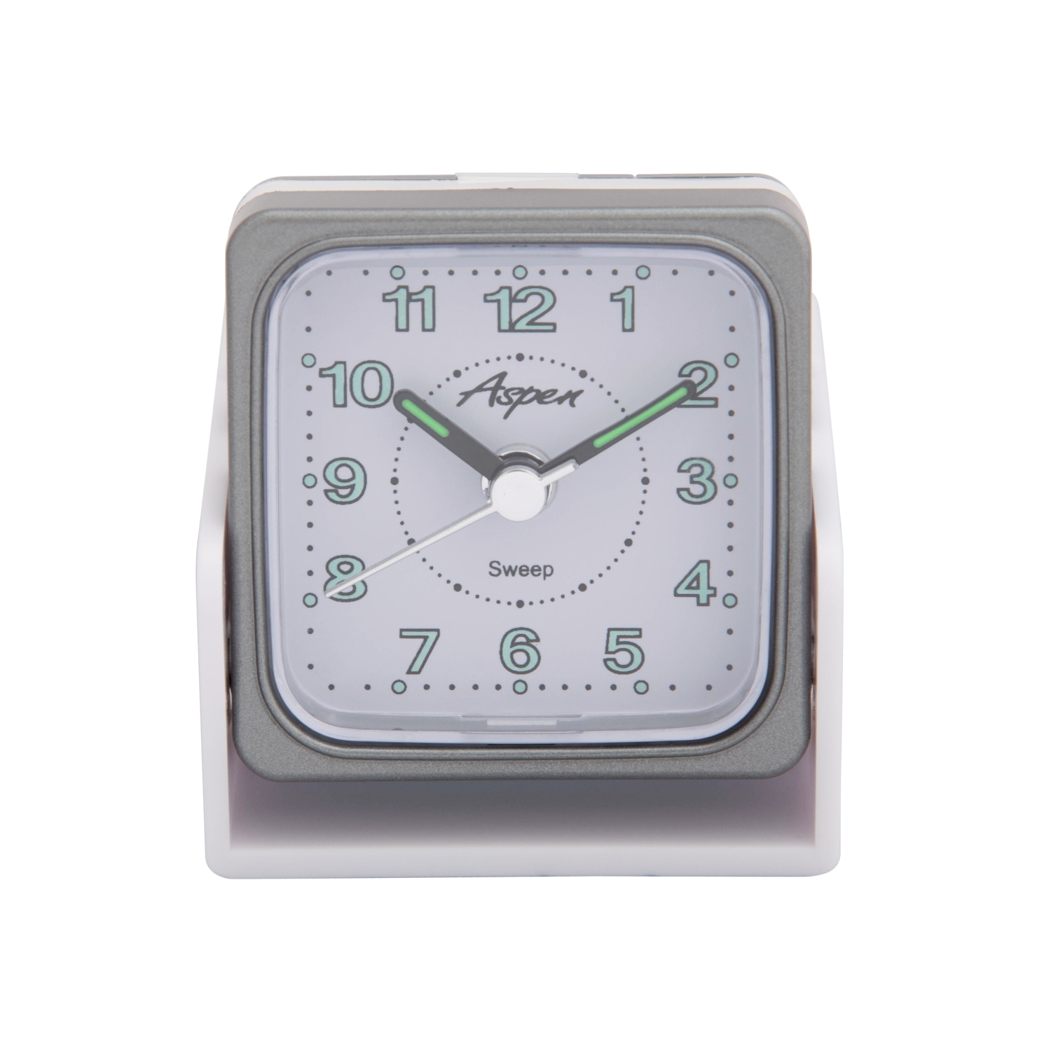 Mini Foldable Analog Travel Alarm Clock - Night Light & Glow-in-the-Dark Hands - Silent Sweep, Battery Powered