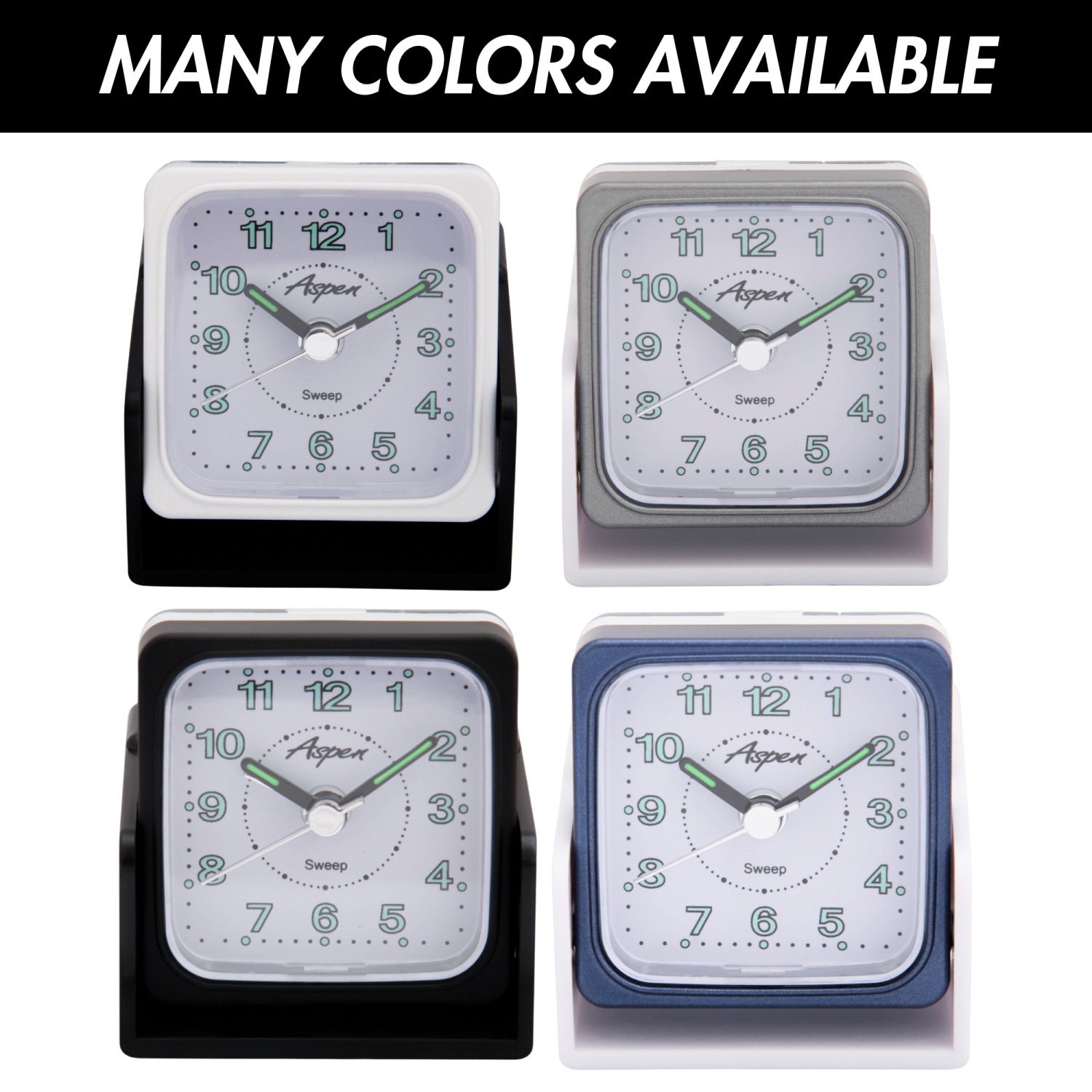 Mini Foldable Analog Travel Alarm Clock - Night Light & Glow-in-the-Dark Hands - Silent Sweep, Battery Powered