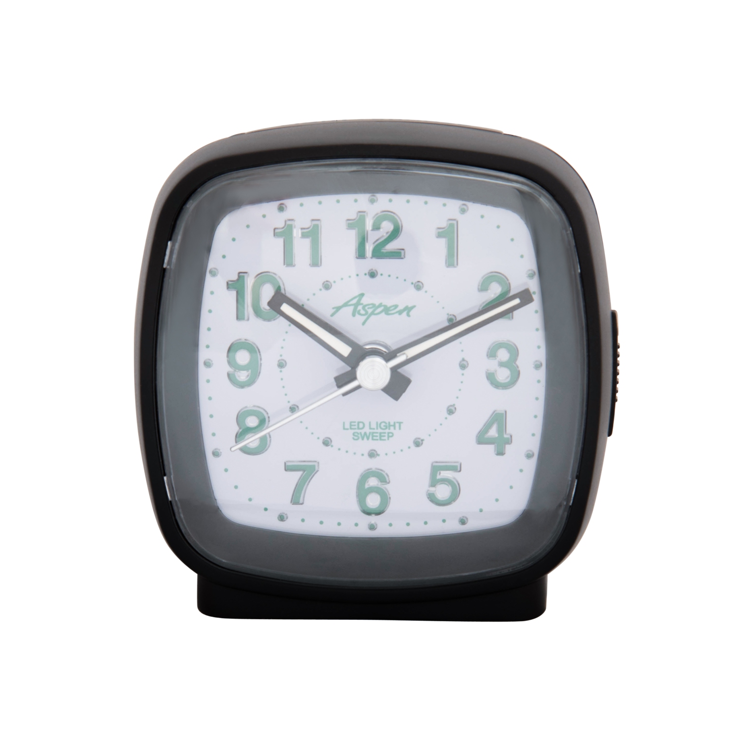 Battery Powered Square Analog Bedside Alarm Clock with Snooze & Green LED Backlight, Silent Sweep, Easy-to-Read Dial