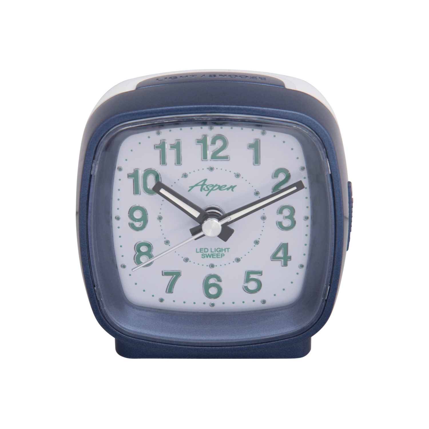 Battery Powered Square Analog Bedside Alarm Clock with Snooze & Green LED Backlight, Silent Sweep, Easy-to-Read Dial