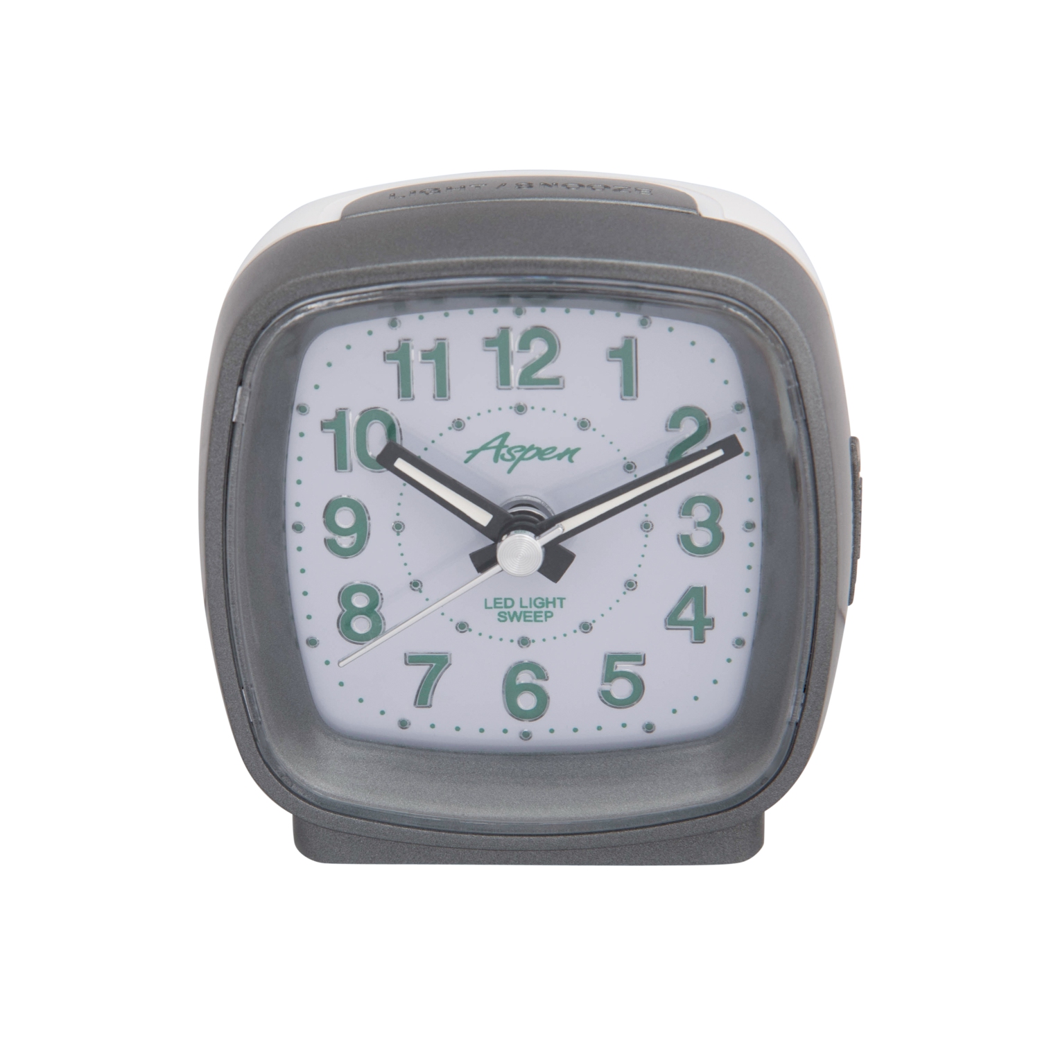Réveille-matin analogique carré alimenté par piles avec fonctions Snooze et rétroéclairage DEL vert, balayage silencieux, cadran facile à lire