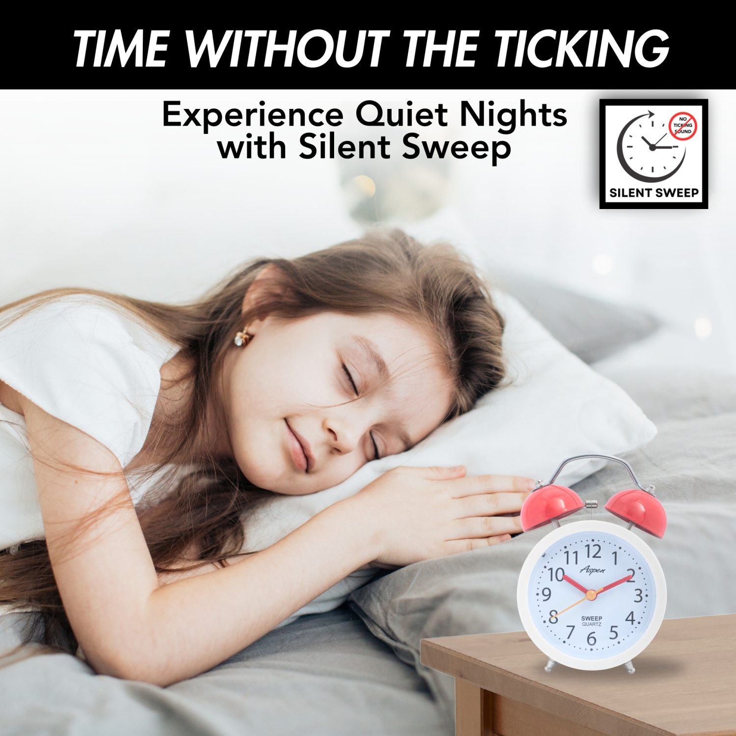 Cute Twin Bell Analog Alarm Clock for Kids, Soft Backlight, Loud Alarm Clock for Heavy Sleepers, Battery Powered, Easy to Read Dial