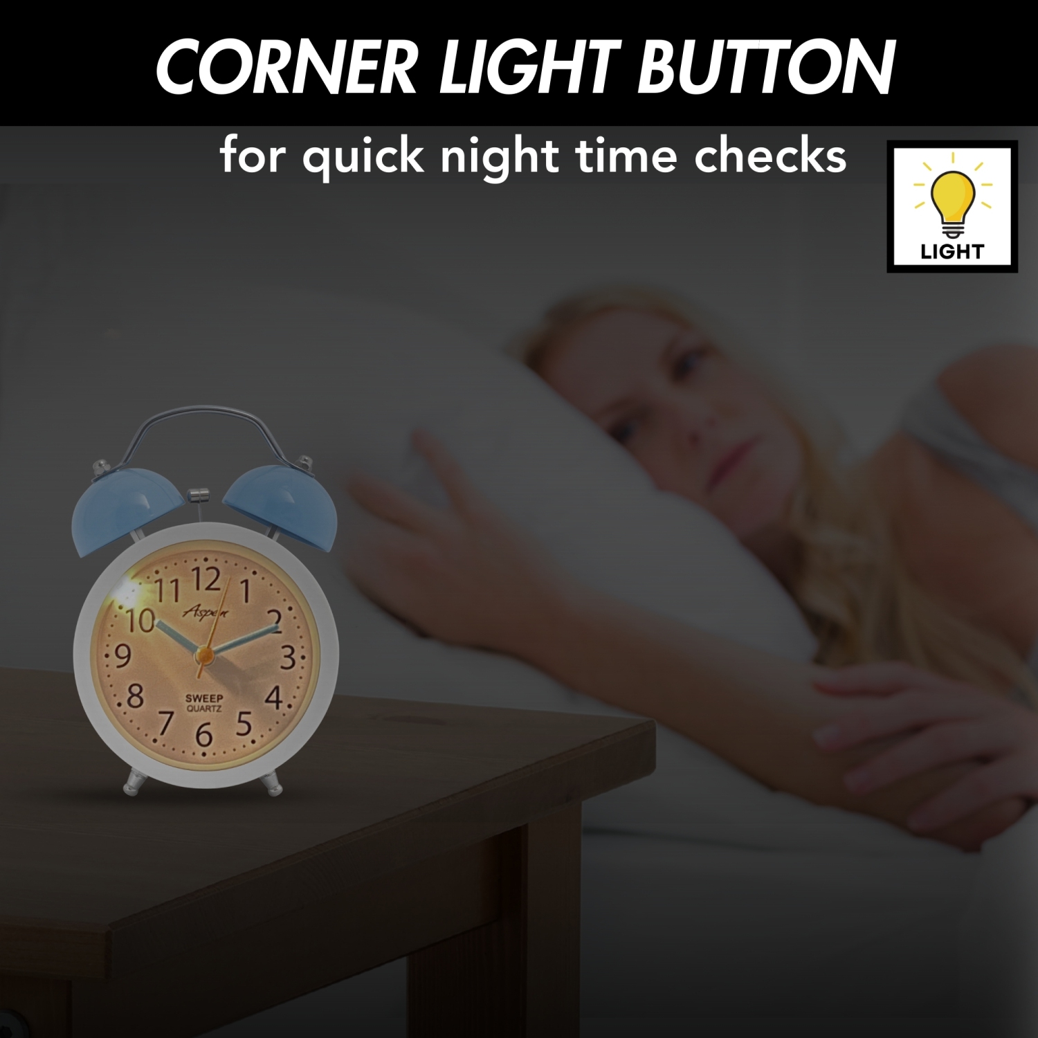 Cute Twin Bell Analog Alarm Clock for Kids, Soft Backlight, Loud Alarm Clock for Heavy Sleepers, Battery Powered, Easy to Read Dial