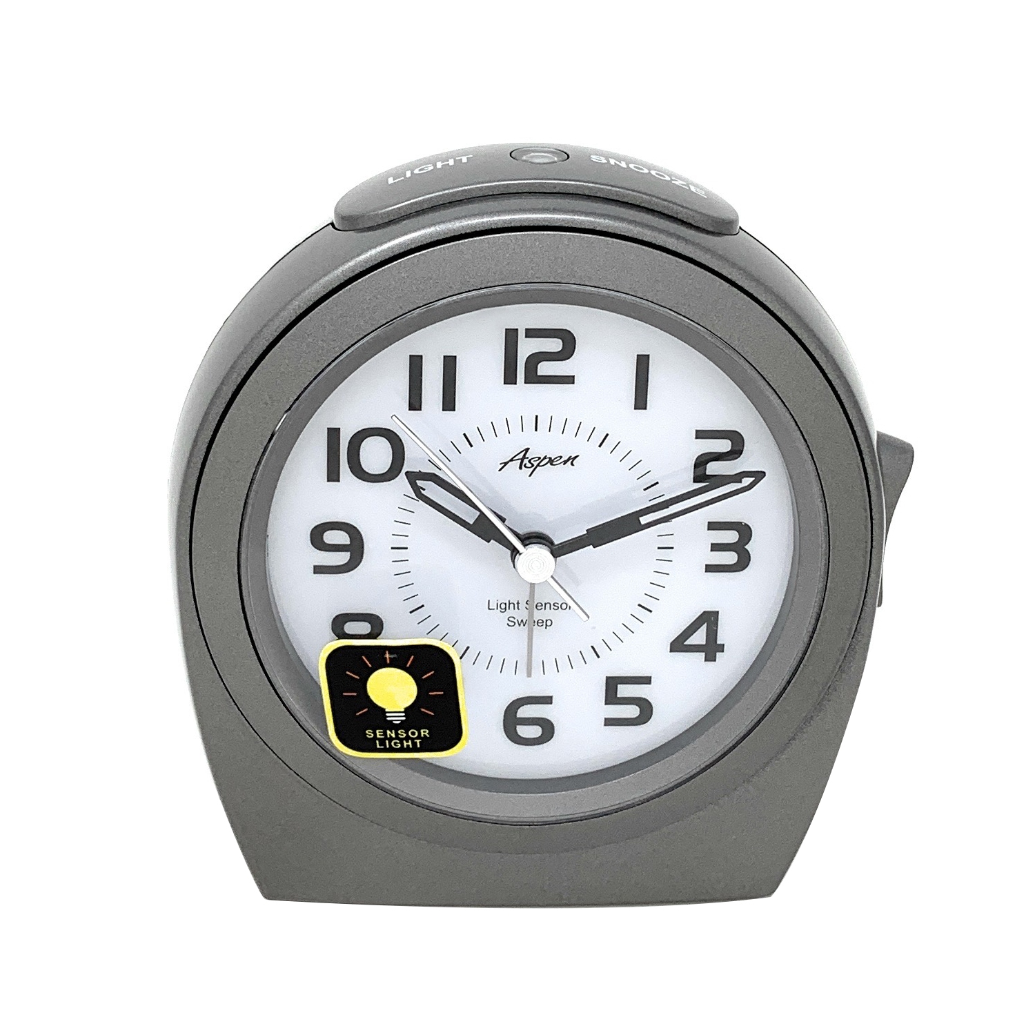 Sensor Night Light, Round Analog Bedside Alarm Clock, Green LED, Snooze, Silent Sweep, Easy-to-Read Dial, Battery Powered