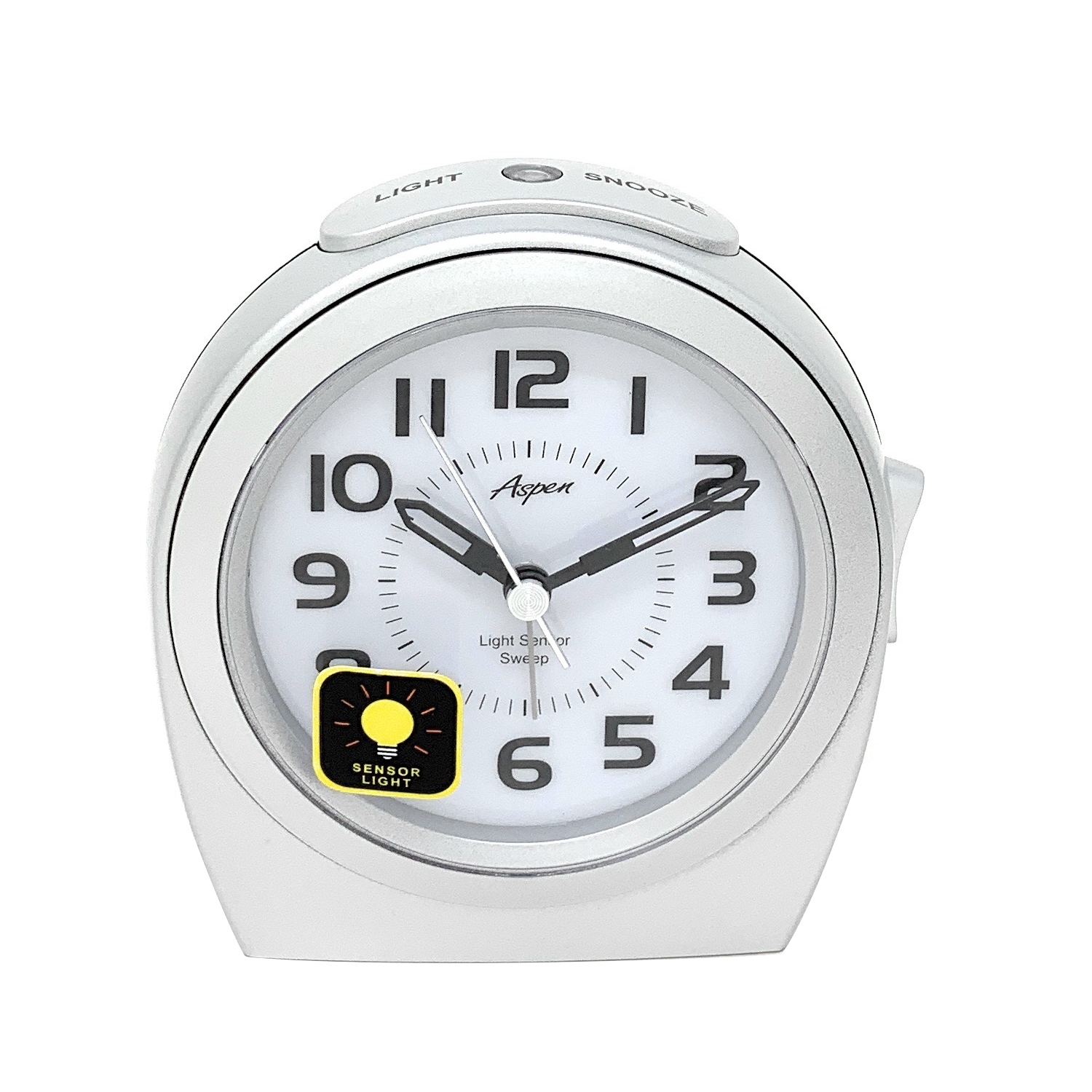 Sensor Night Light, Round Analog Bedside Alarm Clock, Green LED, Snooze, Silent Sweep, Easy-to-Read Dial, Battery Powered