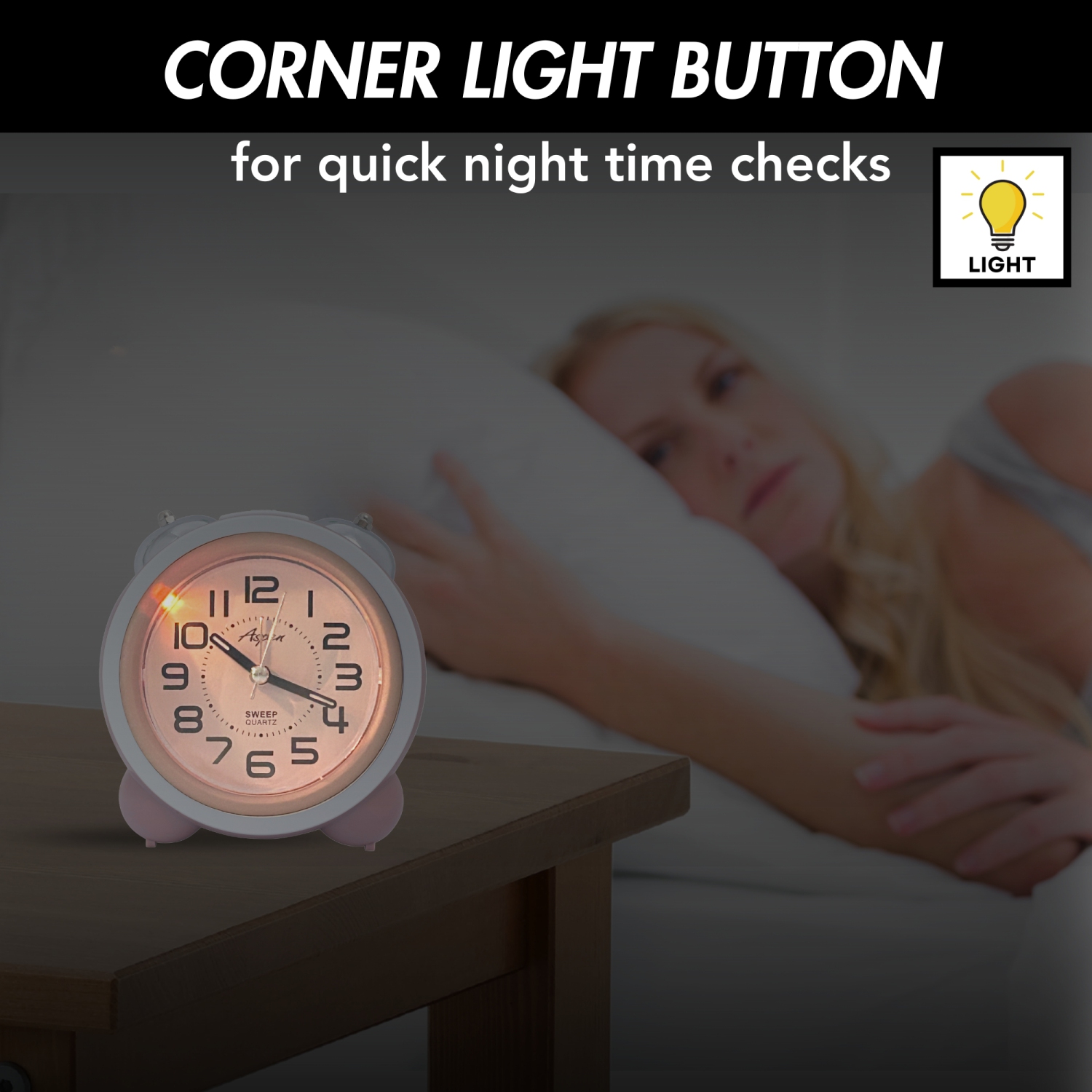 Analog Kids Twin Bell Alarm Clock for Heavy Sleepers - Cute Alarm Clock for Boys or Girls Room, Soft Backlight, No Ticking Sound, Loud Alarm Clock,