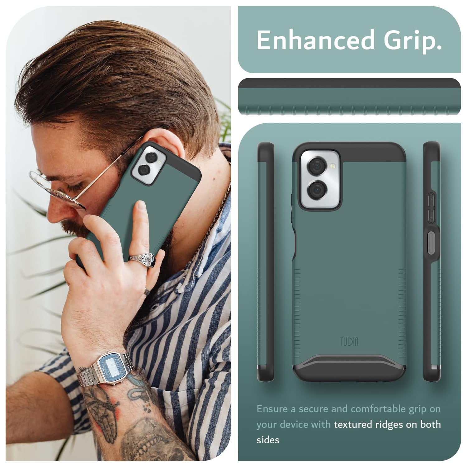 Étui double couche Merge de TUDIA pour Moto G Power 5G 2024 de Motorola - Vert chasseur