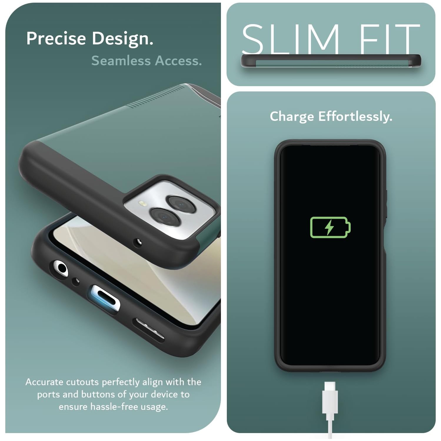 Étui double couche Merge de TUDIA pour Moto G Power 5G 2024 de Motorola - Vert chasseur