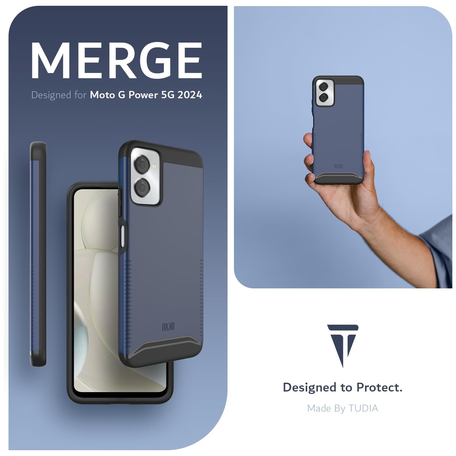 Étui double couche Merge de TUDIA pour Moto G Power 5G 2024 de Motorola - Indigo