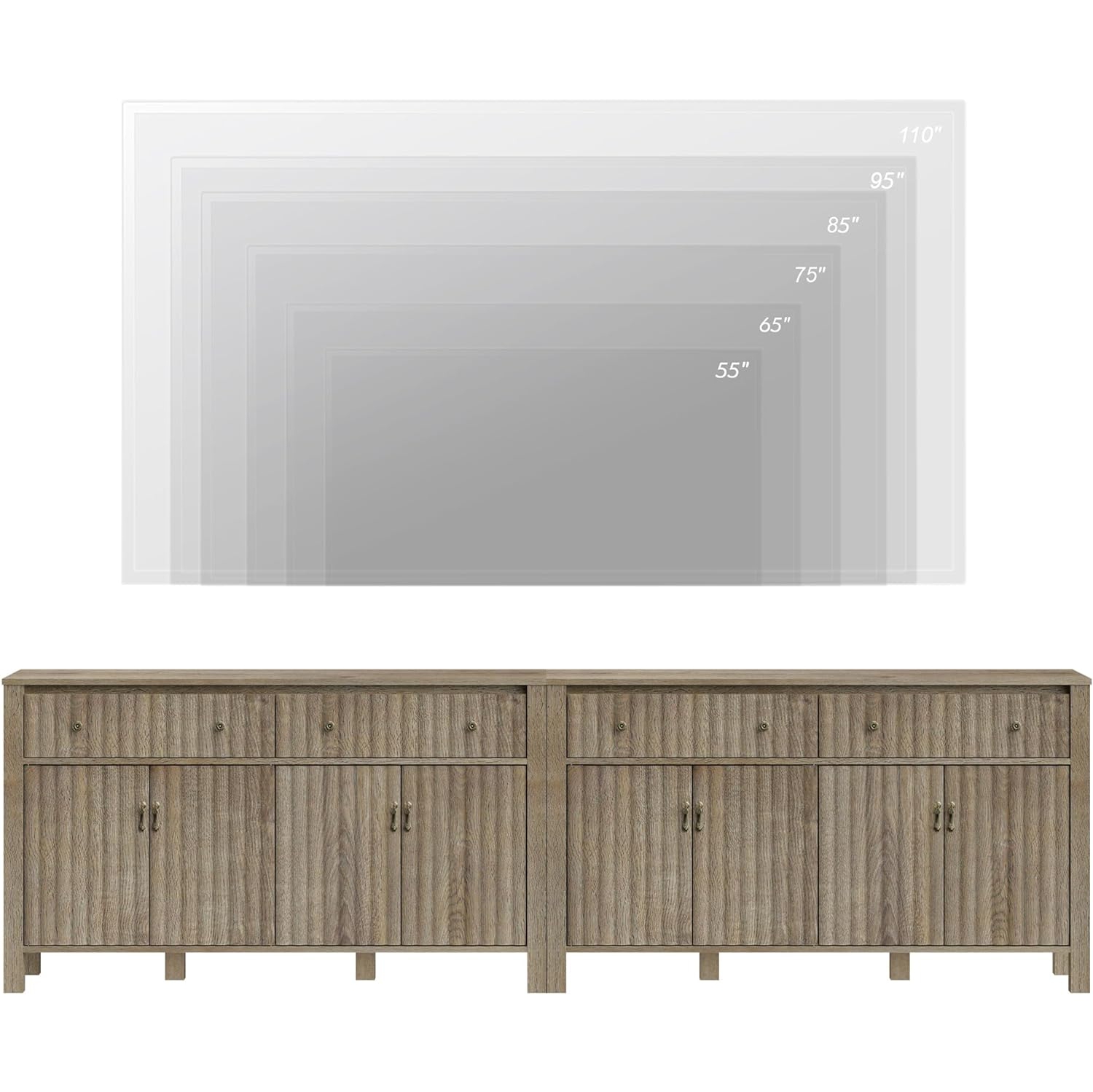 Meuble champêtre pour téléviseur de 114 po et moins de WAMPAT 115, meuble de divertissement gris rétro pour table de télévision 55-115&nbsp;po,