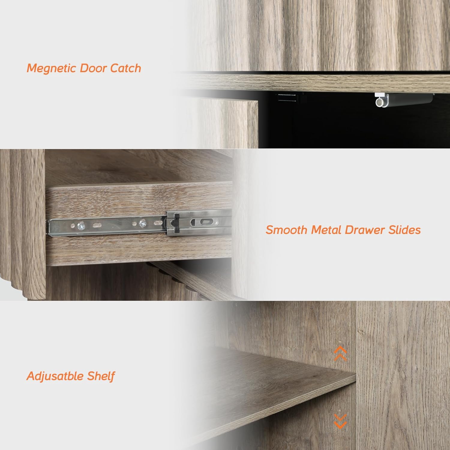 Meuble champêtre pour téléviseur de 114 po et moins de WAMPAT 115, meuble de divertissement gris rétro pour table de télévision 55-115&nbsp;po,