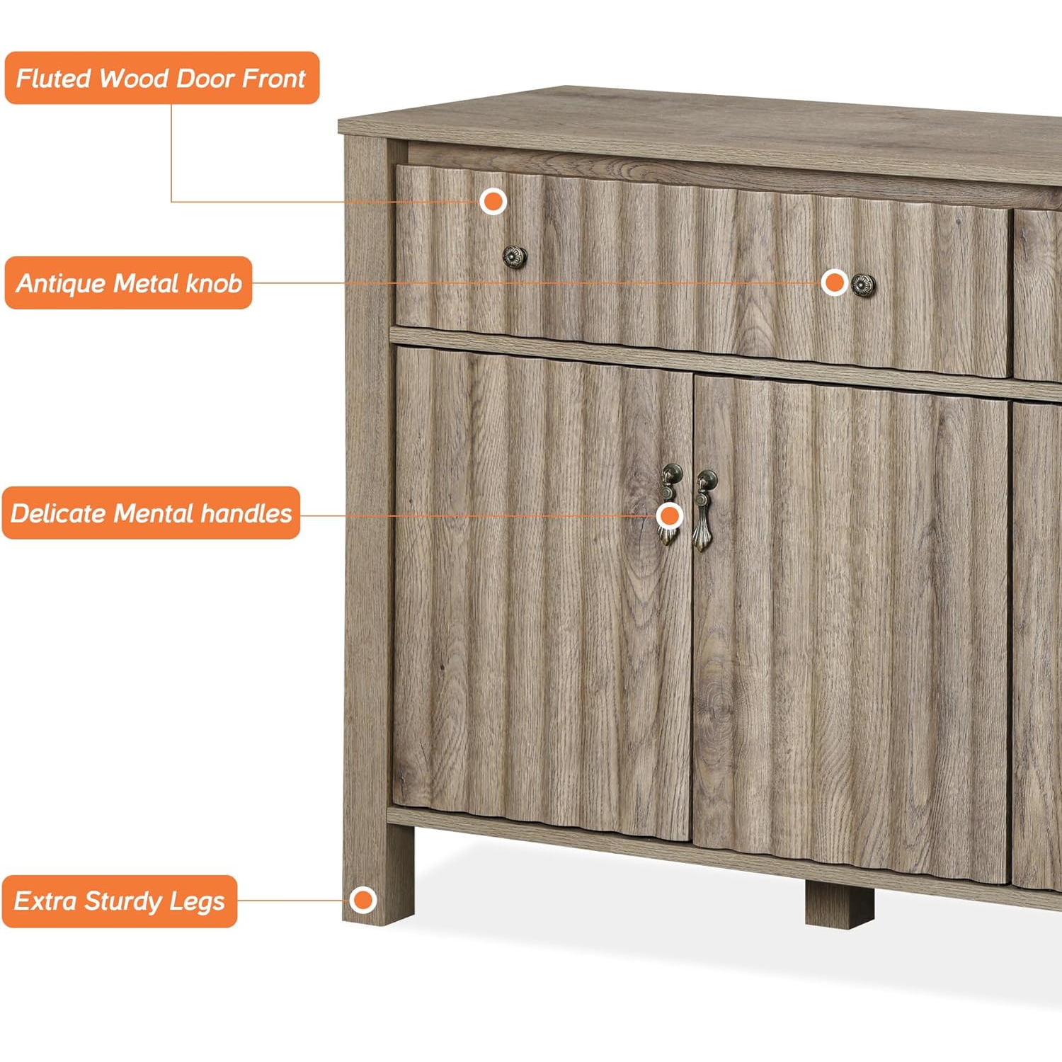 Meuble champêtre pour téléviseur de 114 po et moins de WAMPAT 115, meuble de divertissement gris rétro pour table de télévision 55-115&nbsp;po,