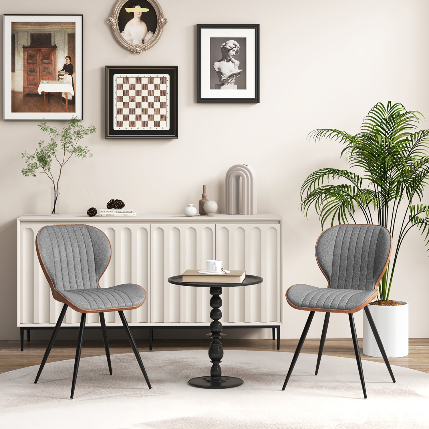 Gymax 4 Set Armless Dining Chair w/ Curved Backrest U-shaped Seat & Non-slip Foot Pad