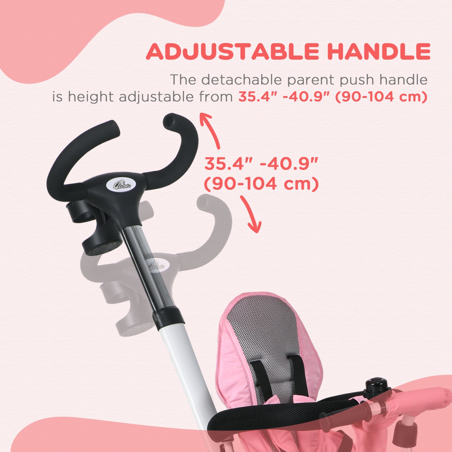 Qaba Toddler Tricycle, 6 in 1 Stroller Bike with Parent Push Handle, Canopy, Storage Baskets, Cupholder, Safety Guardrail and 5-Point Safety Belt,