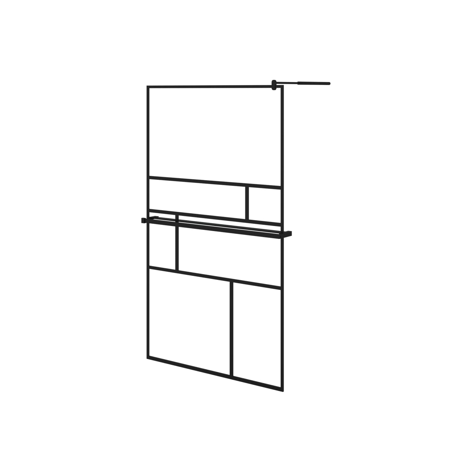 vidaXL Walk-in Shower Wall with Shelf Black 115x195 cm ESG Glass&Aluminium