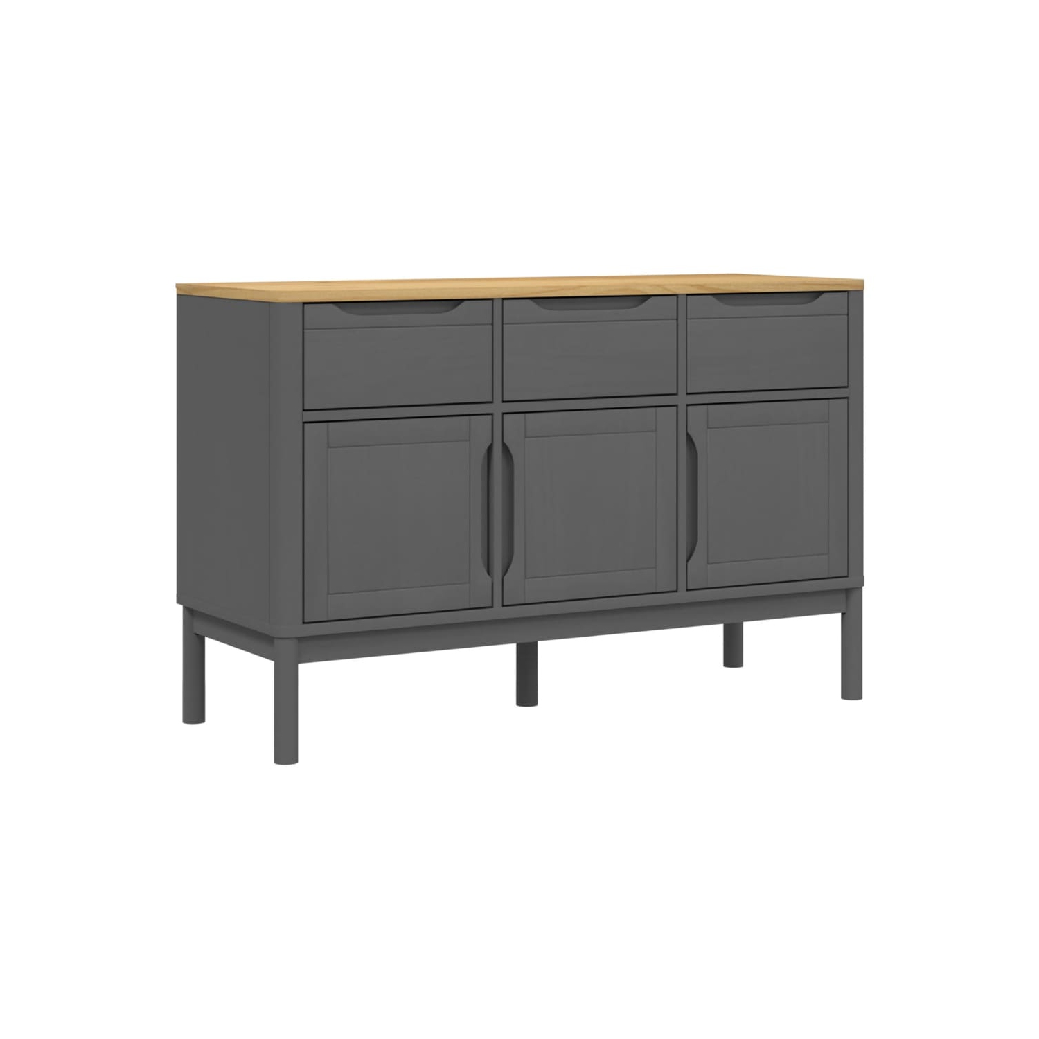 vidaXL Sideboard FLORO Grey 114x43x74 cm Solid Wood Pine