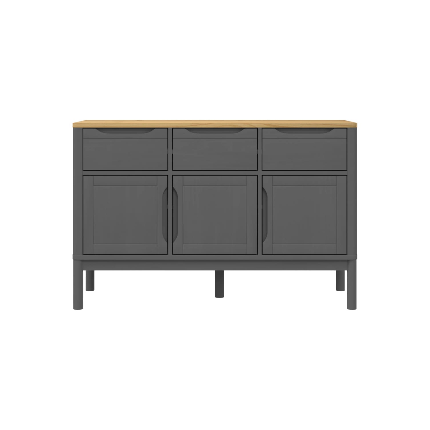 vidaXL Sideboard FLORO Grey 114x43x74 cm Solid Wood Pine