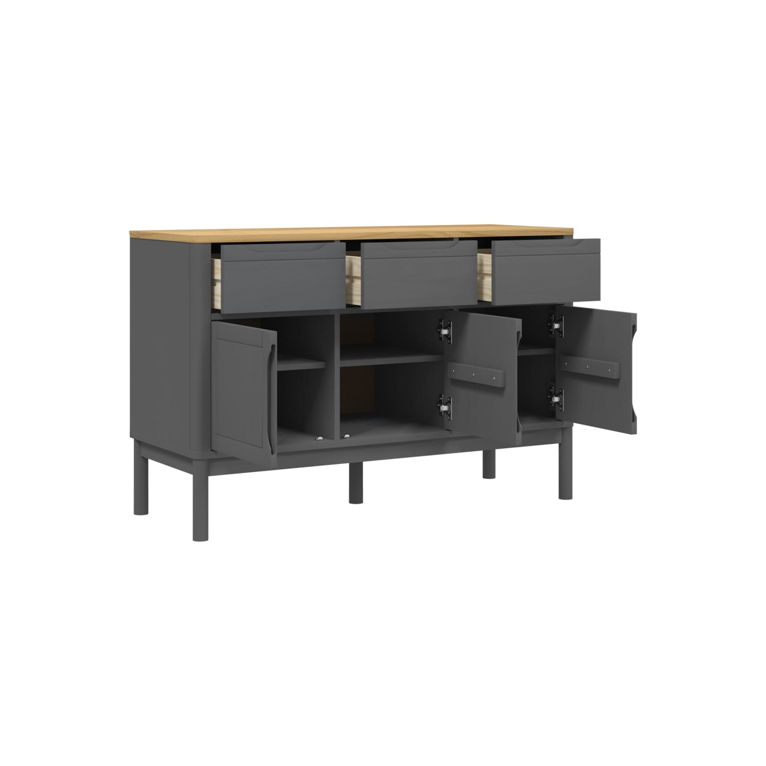 vidaXL Sideboard FLORO Grey 114x43x74 cm Solid Wood Pine