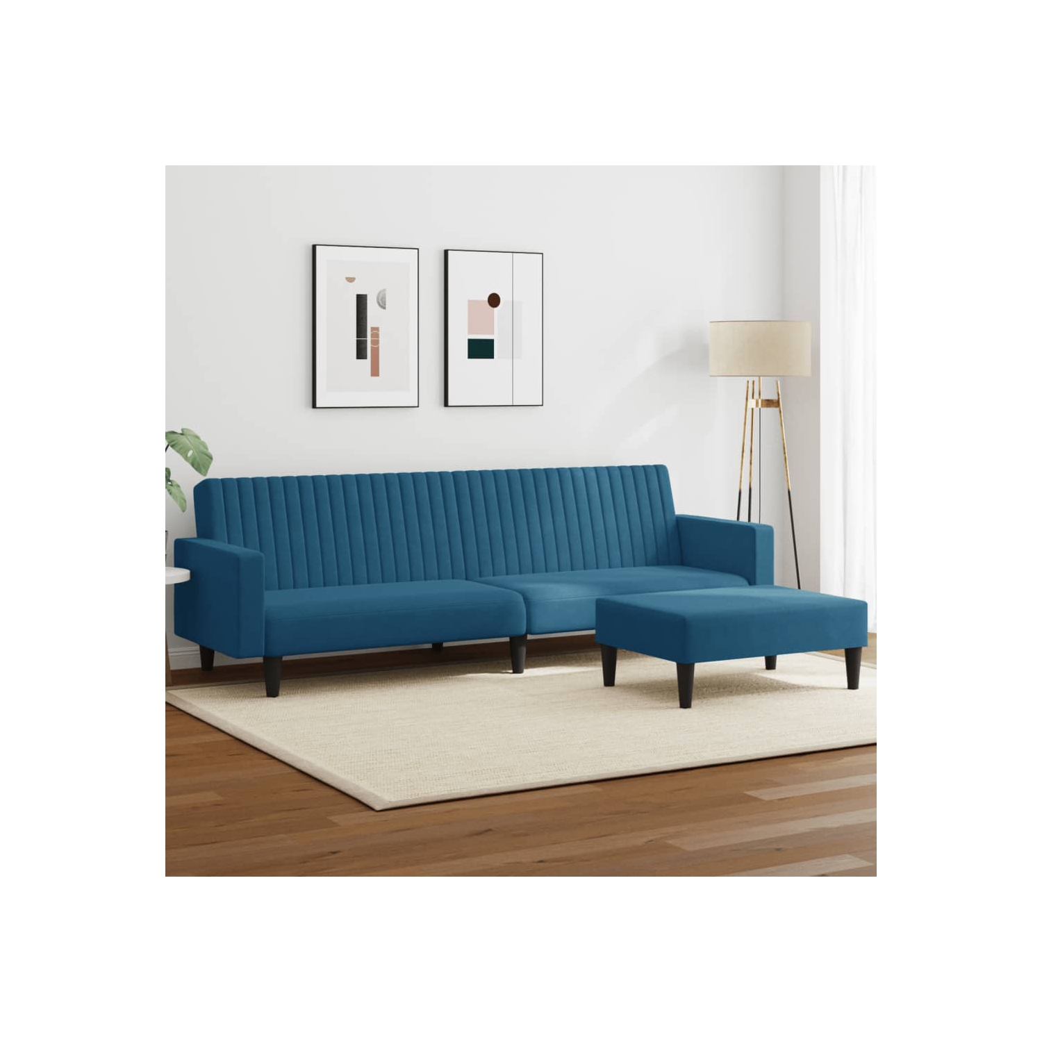Ensemble de sofa 2 pièces en velours bleu vidaXL