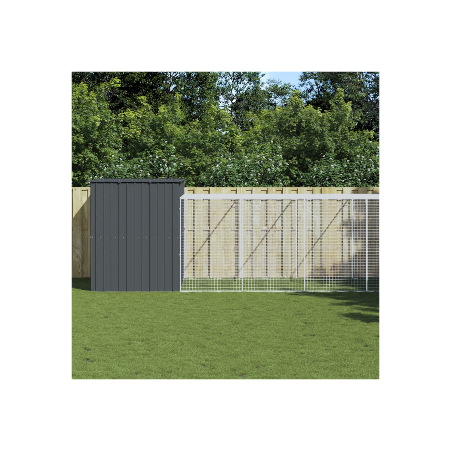 Maison pour chiens vidaXL avec Run Anthracite 214 x 865x181&nbsp;cm acier galvanisé